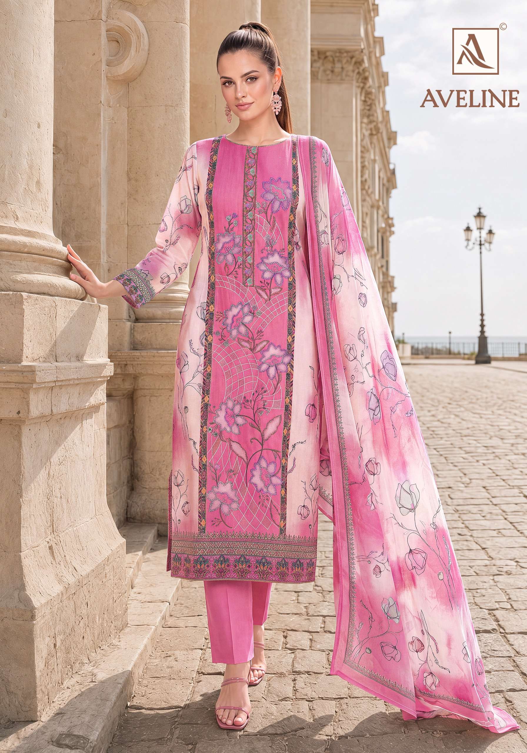 ALOK SUITS AVELINE VISCOSE DIGITAL PRINT WITH DESIGNER WORK SUIT