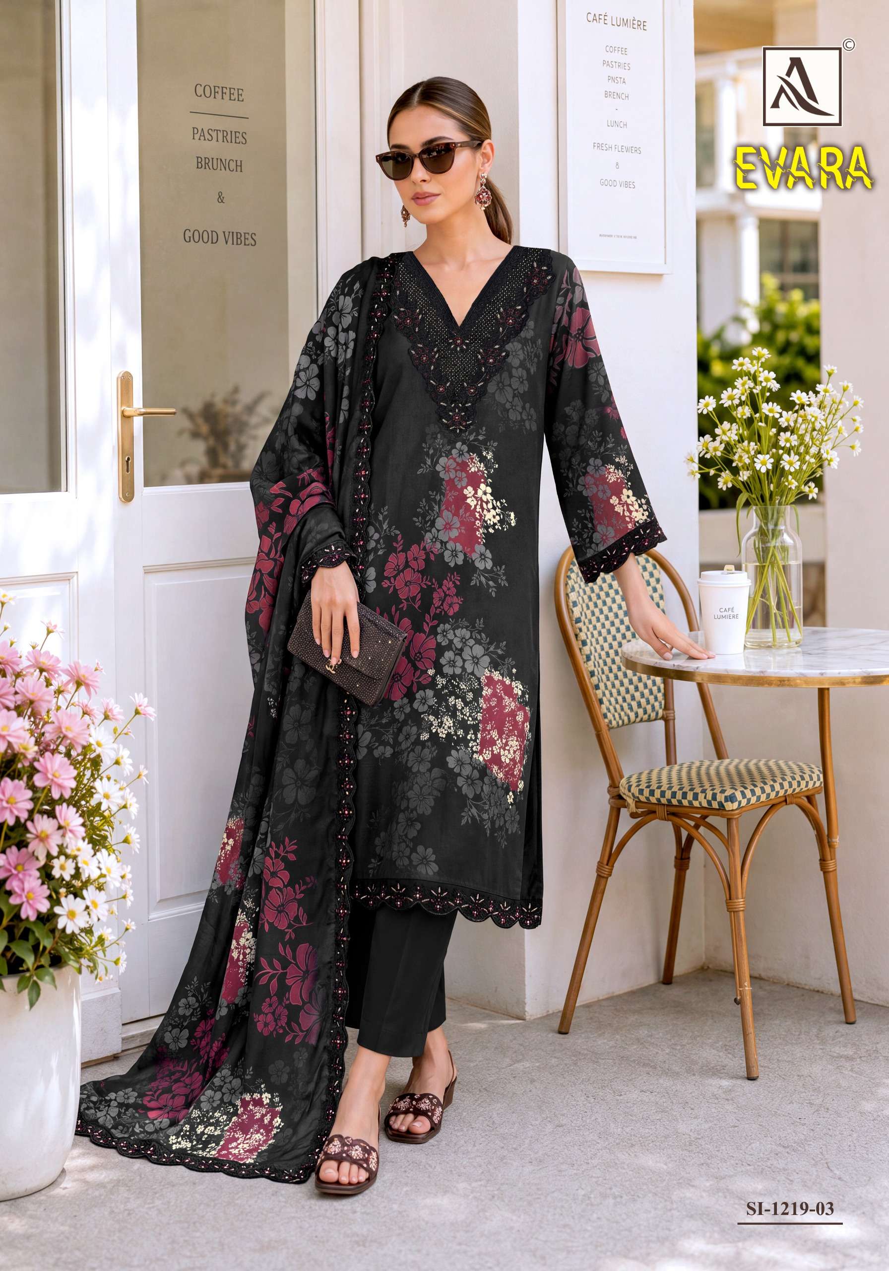 ALOK SUITS EVARA VISCOSE DIGITAL PRINT WITH FANCY EMBROIDERY WORK SUIT