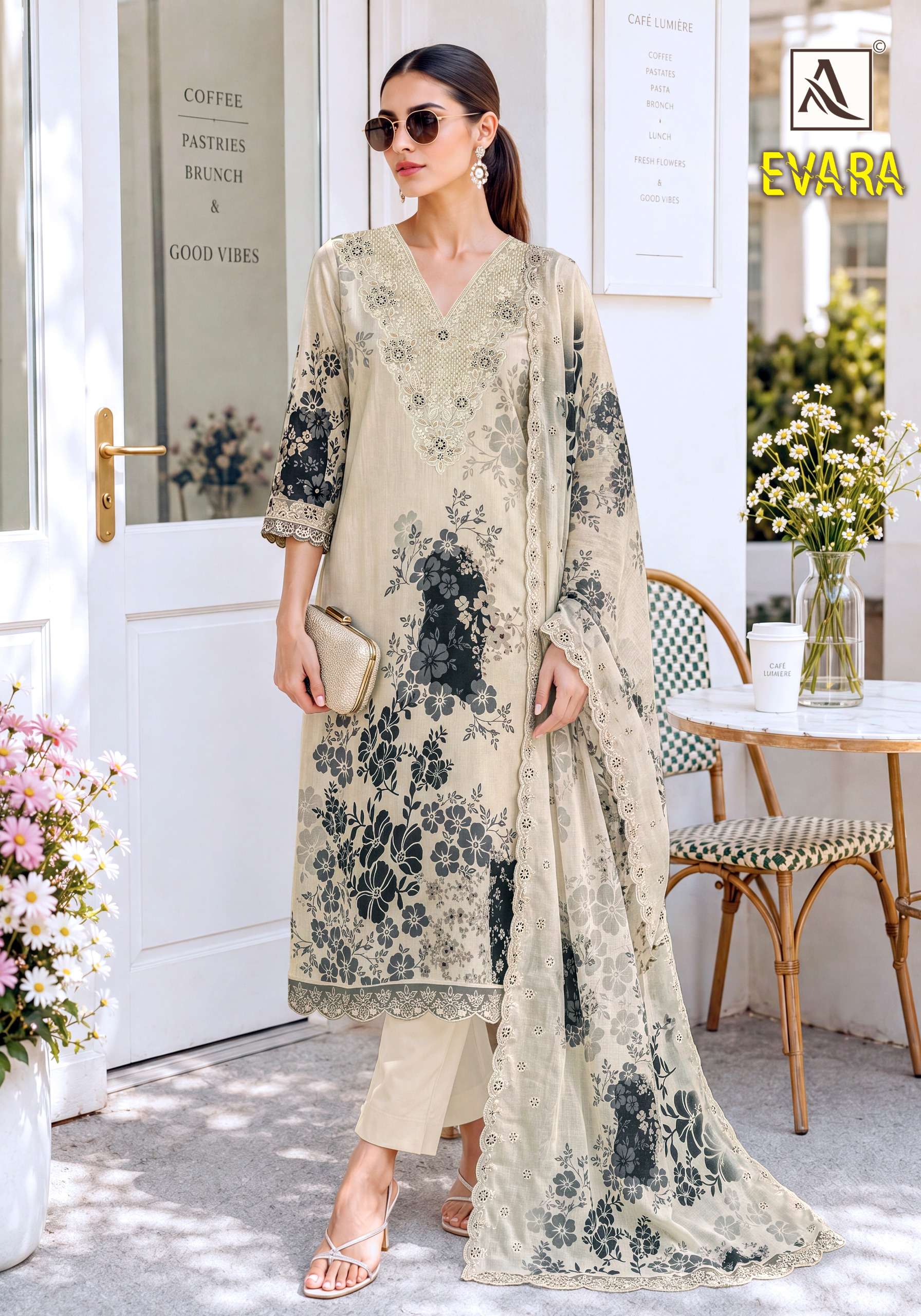 ALOK SUITS EVARA VISCOSE DIGITAL PRINT WITH FANCY EMBROIDERY WORK SUIT