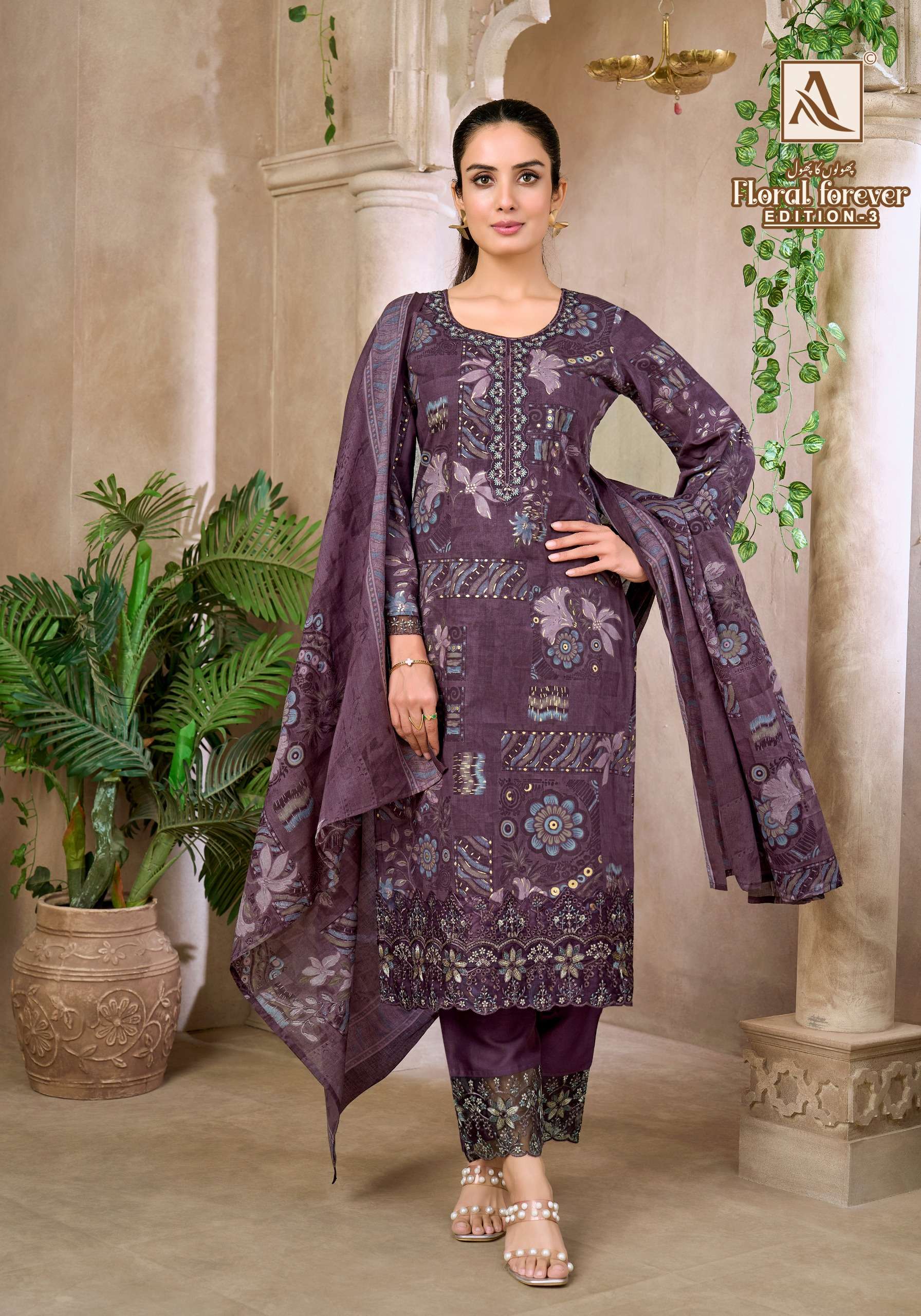 ALOK SUITS FLORAL FOREVER EDITION 3 COTTON PRINT WITH FANCY EMBROIDERY WORK SUIT