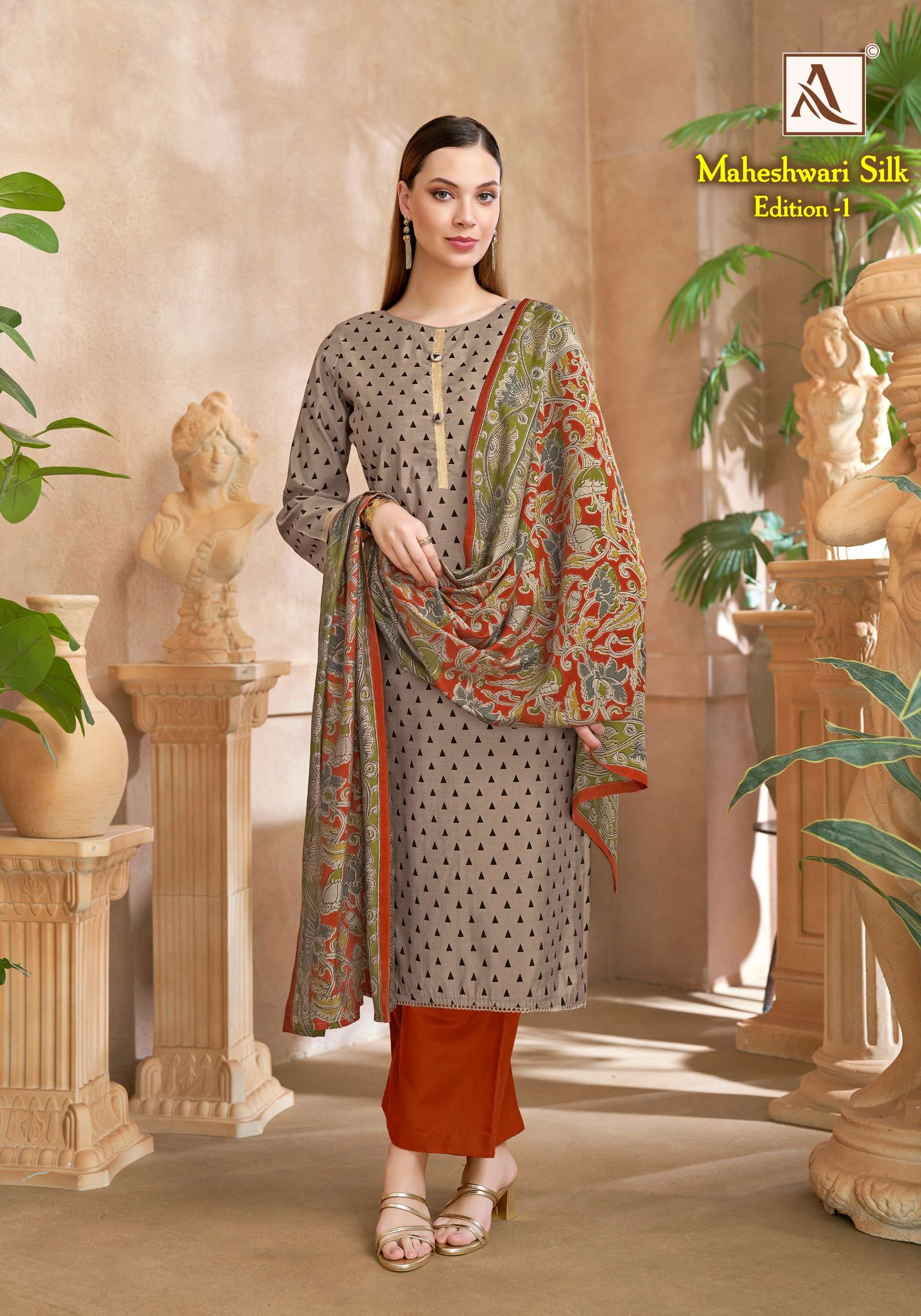 ALOK SUITS MAHESWARI SILK EDITION 1 VISCOSE PRINT WITH FANCY WORK SUIT