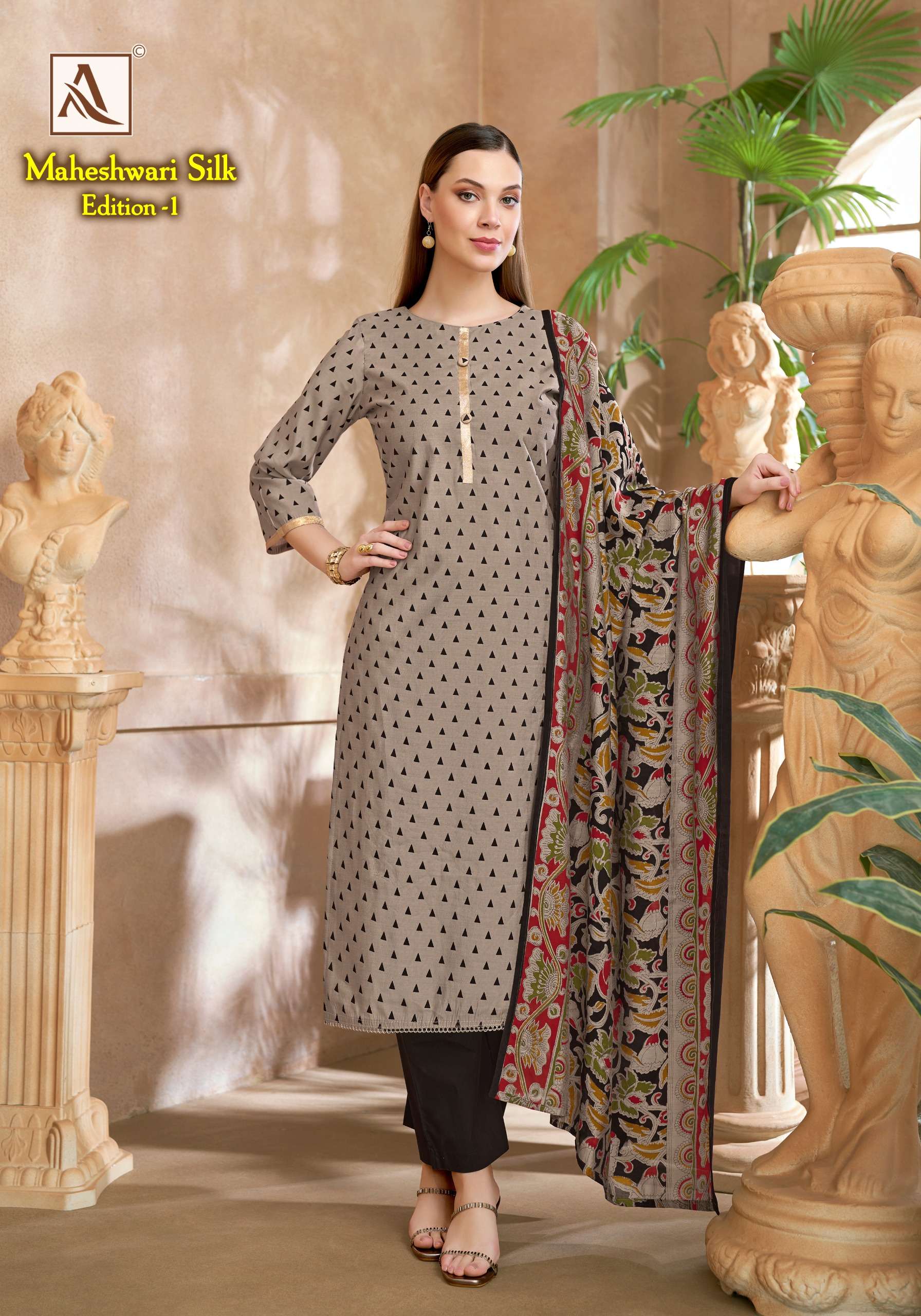 ALOK SUITS MAHESWARI SILK EDITION 1 VISCOSE PRINT WITH FANCY WORK SUIT