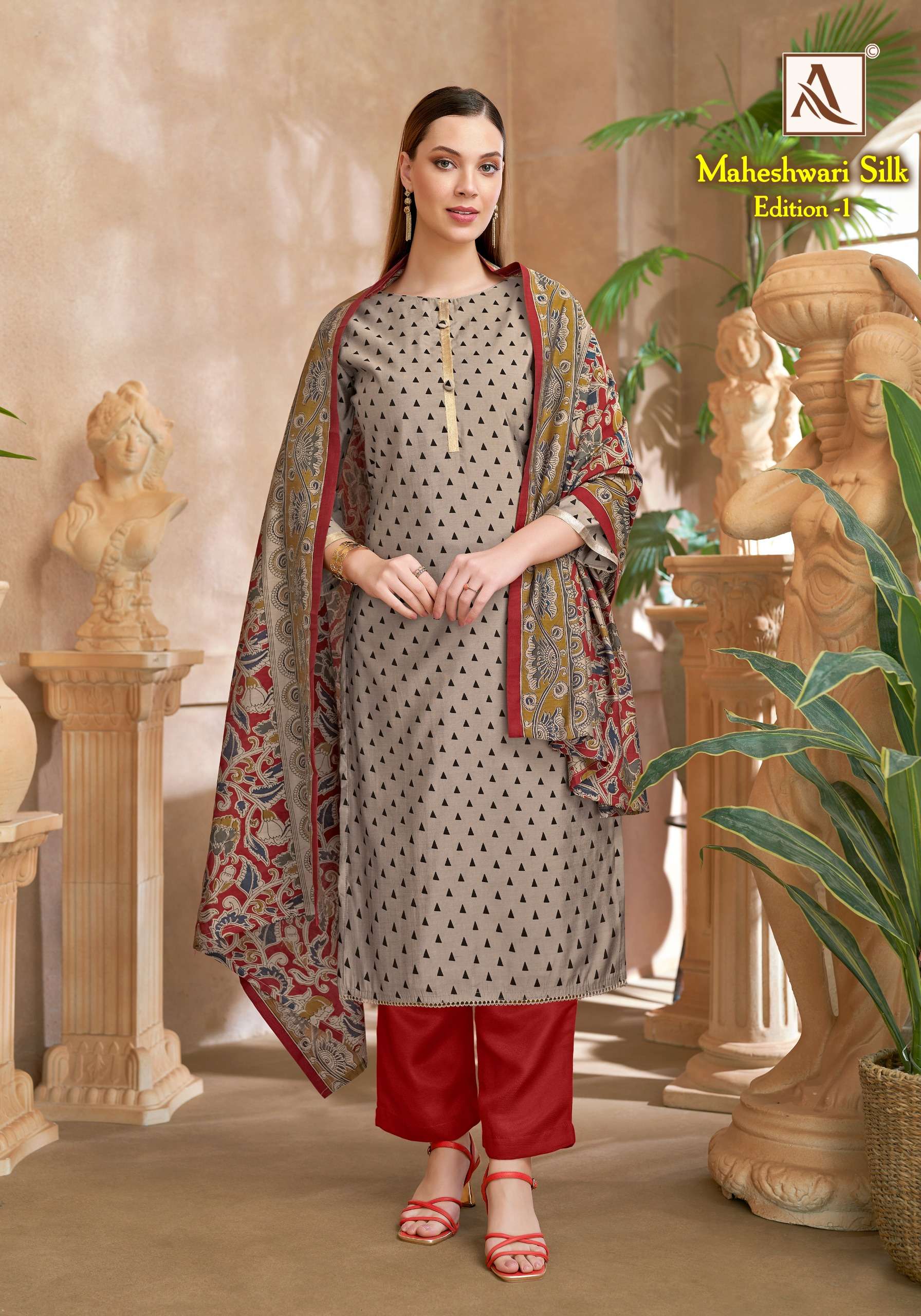 ALOK SUITS MAHESWARI SILK EDITION 1 VISCOSE PRINT WITH FANCY WORK SUIT