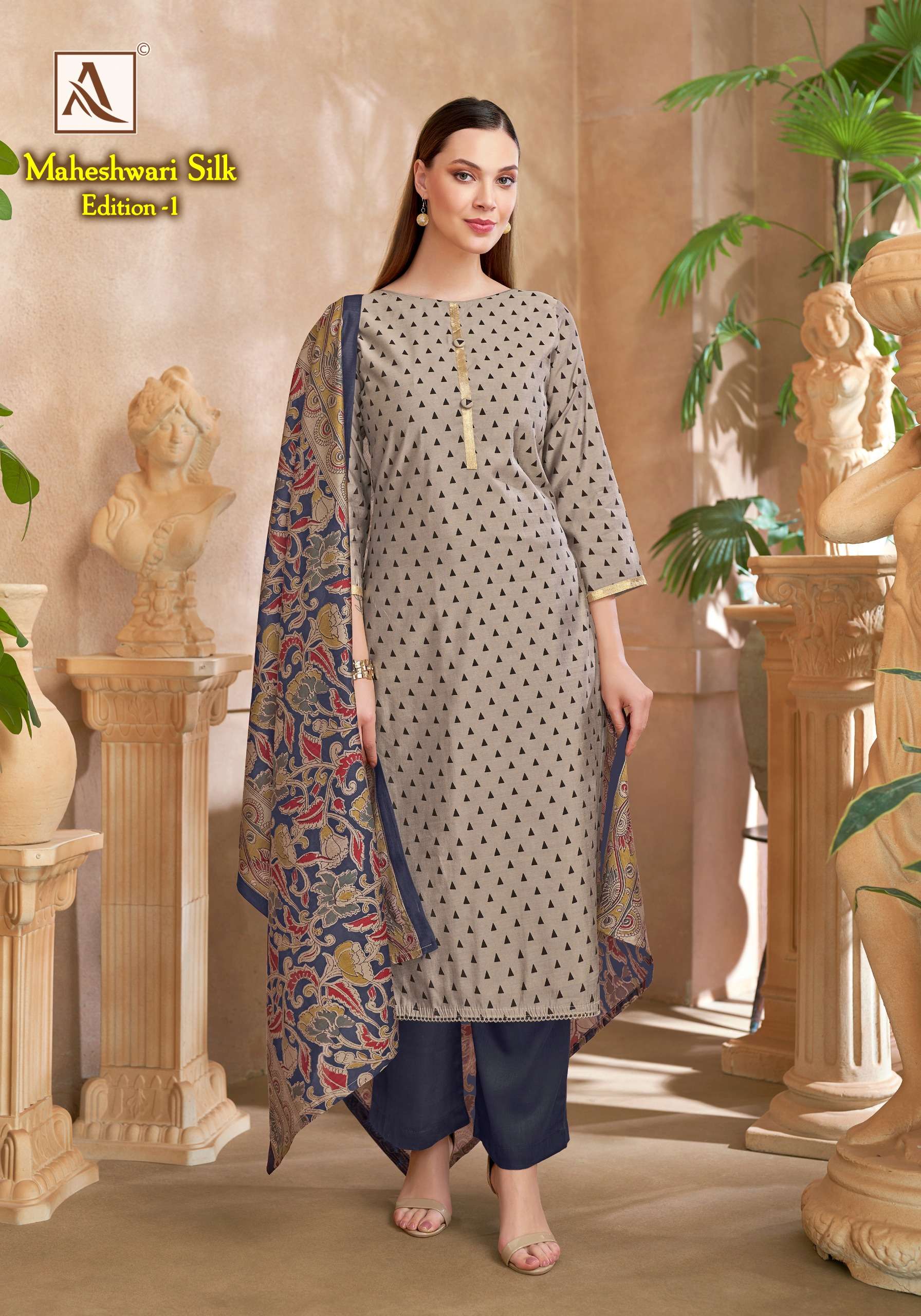 ALOK SUITS MAHESWARI SILK EDITION 1 VISCOSE PRINT WITH FANCY WORK SUIT