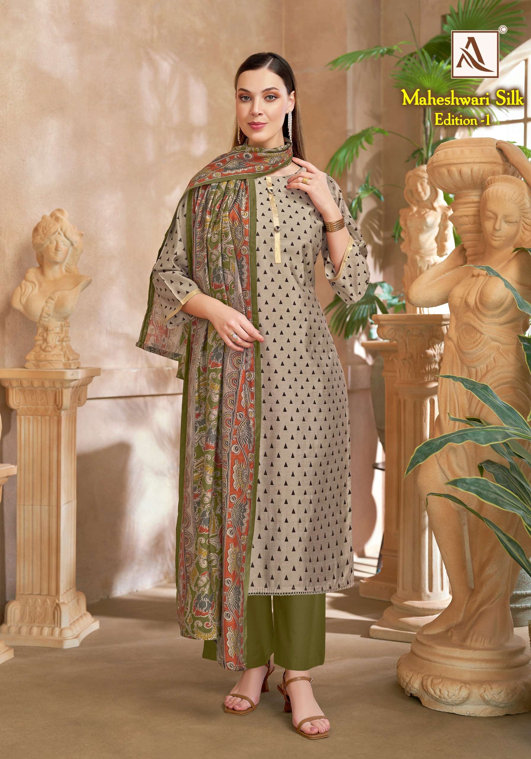 ALOK SUITS MAHESWARI SILK EDITION 1 VISCOSE PRINT WITH FANCY WORK SUIT