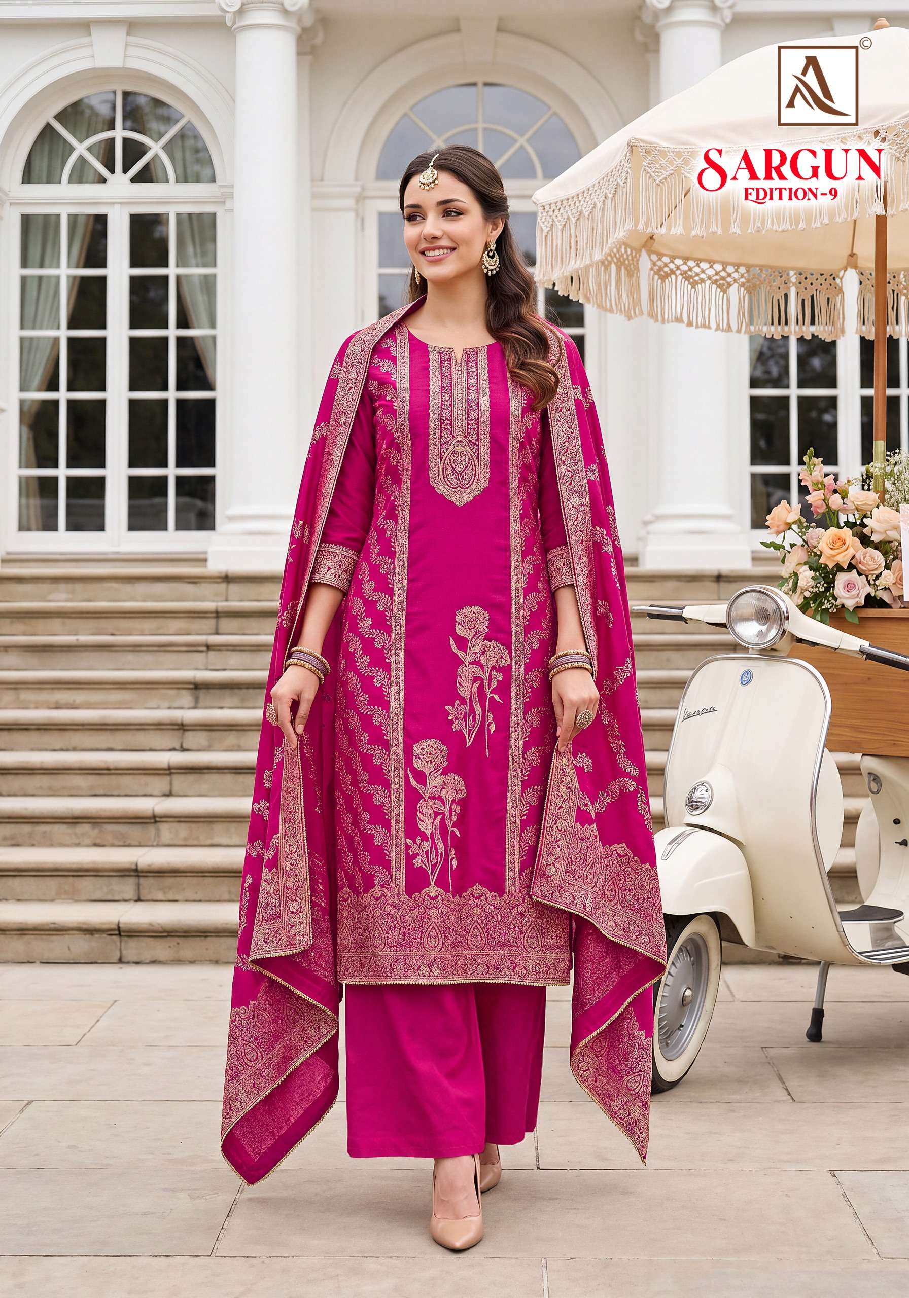 ALOK SUITS SARGUN VOL 9 VISCOSE JACQUARD DESIGNER WORK LADIES SUIT