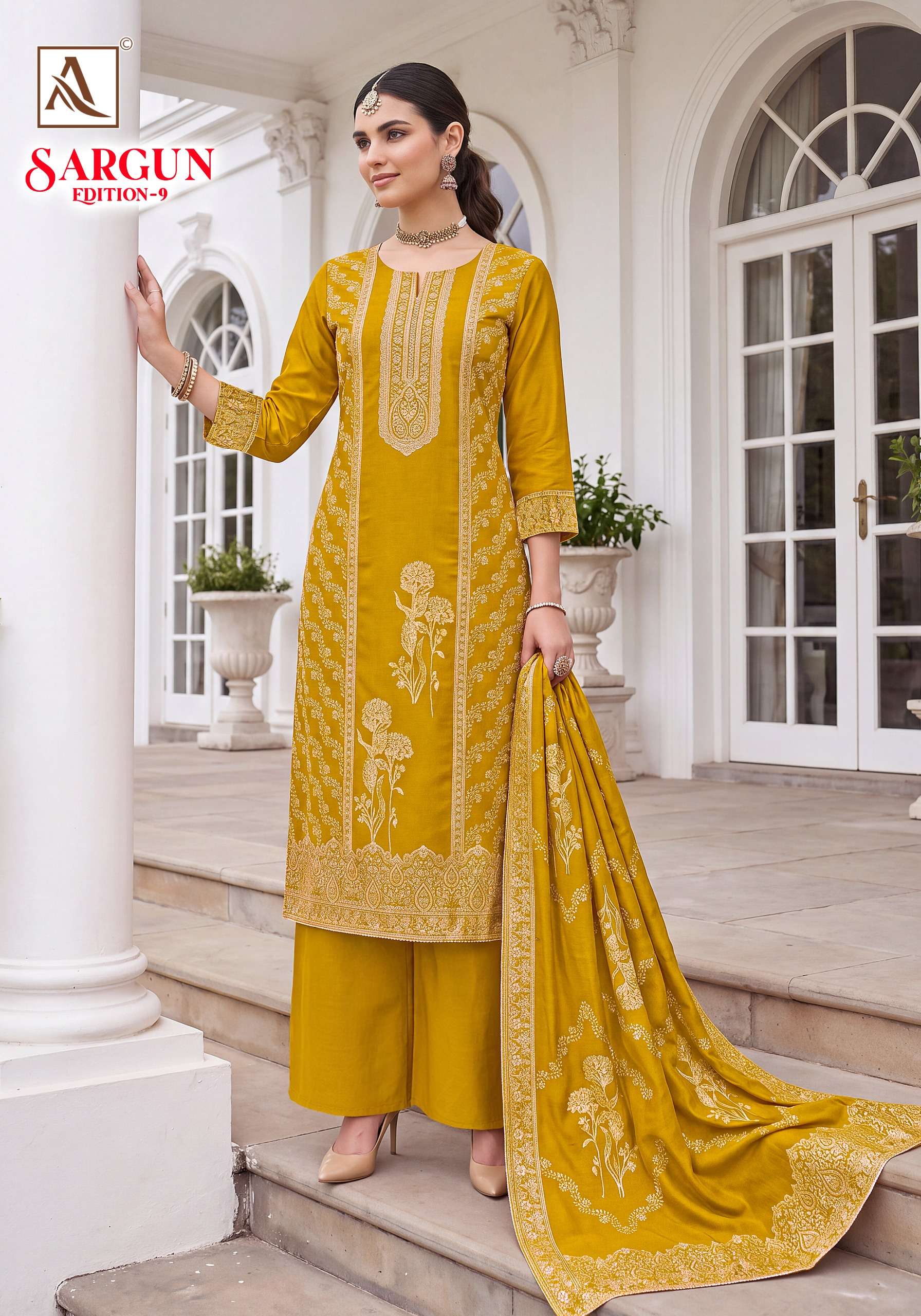 ALOK SUITS SARGUN VOL 9 VISCOSE JACQUARD DESIGNER WORK LADIES SUIT