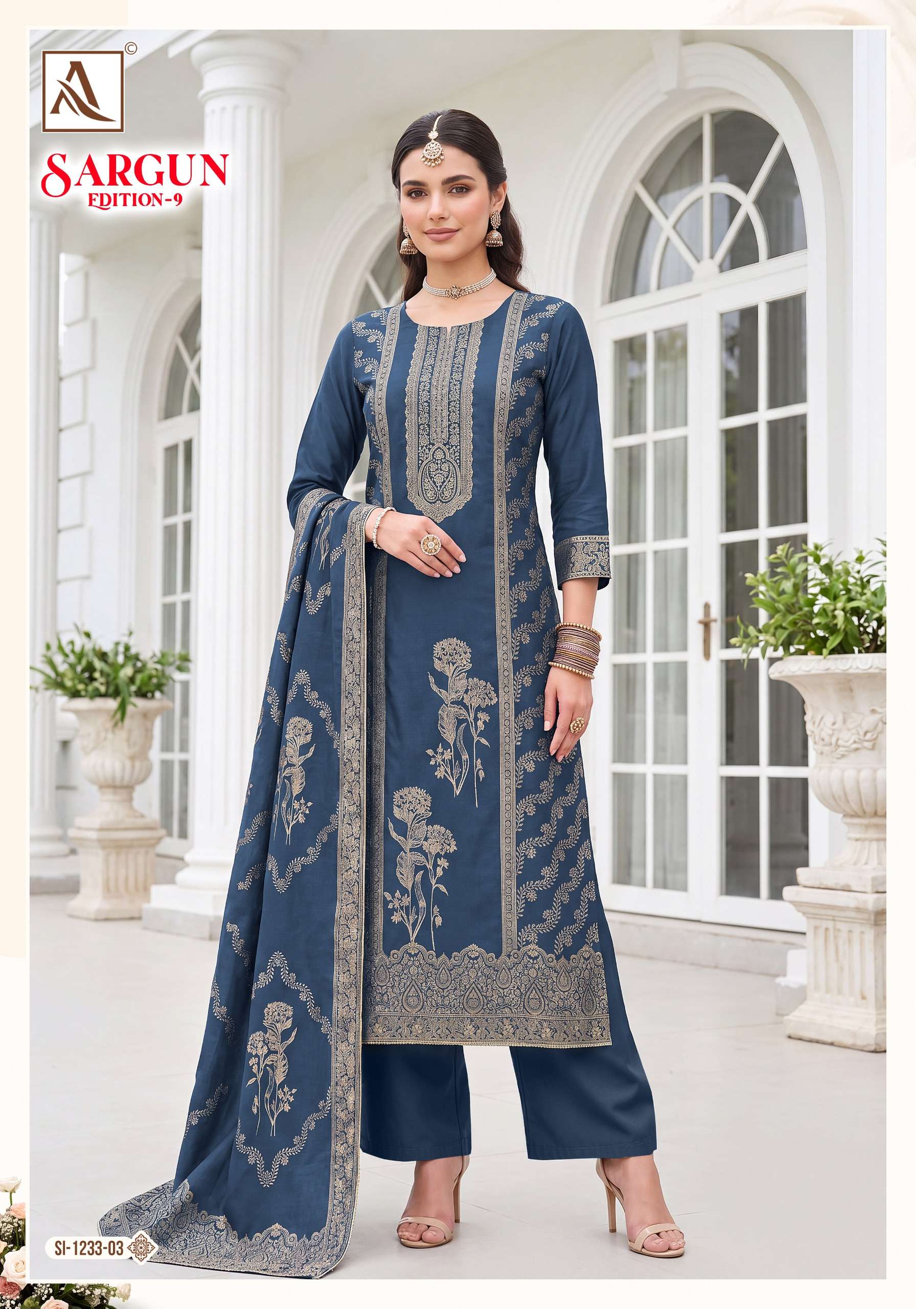 ALOK SUITS SARGUN VOL 9 VISCOSE JACQUARD DESIGNER WORK LADIES SUIT