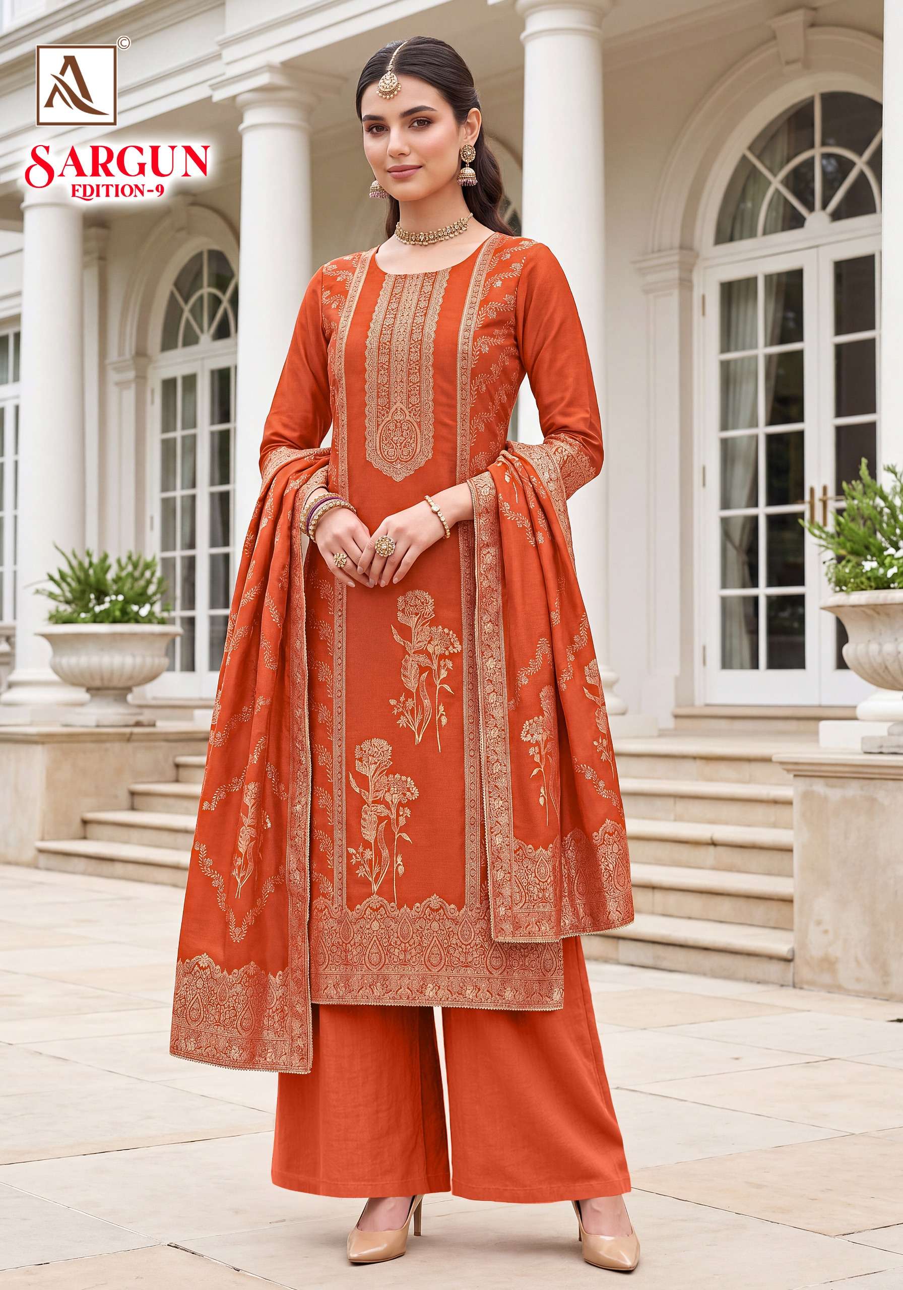 ALOK SUITS SARGUN VOL 9 VISCOSE JACQUARD DESIGNER WORK LADIES SUIT