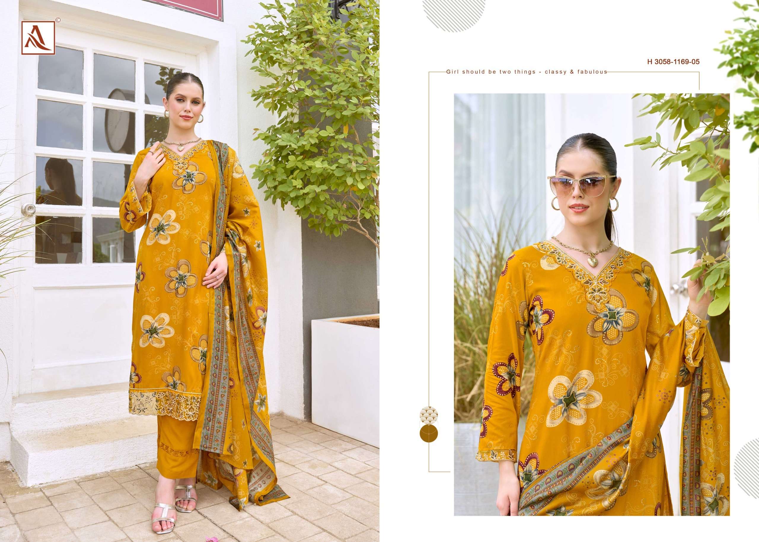 ALOK SUITS TURKISH EDITION 19 VISCOSE RAYON PRINT WITH FANCY WORK SUIT