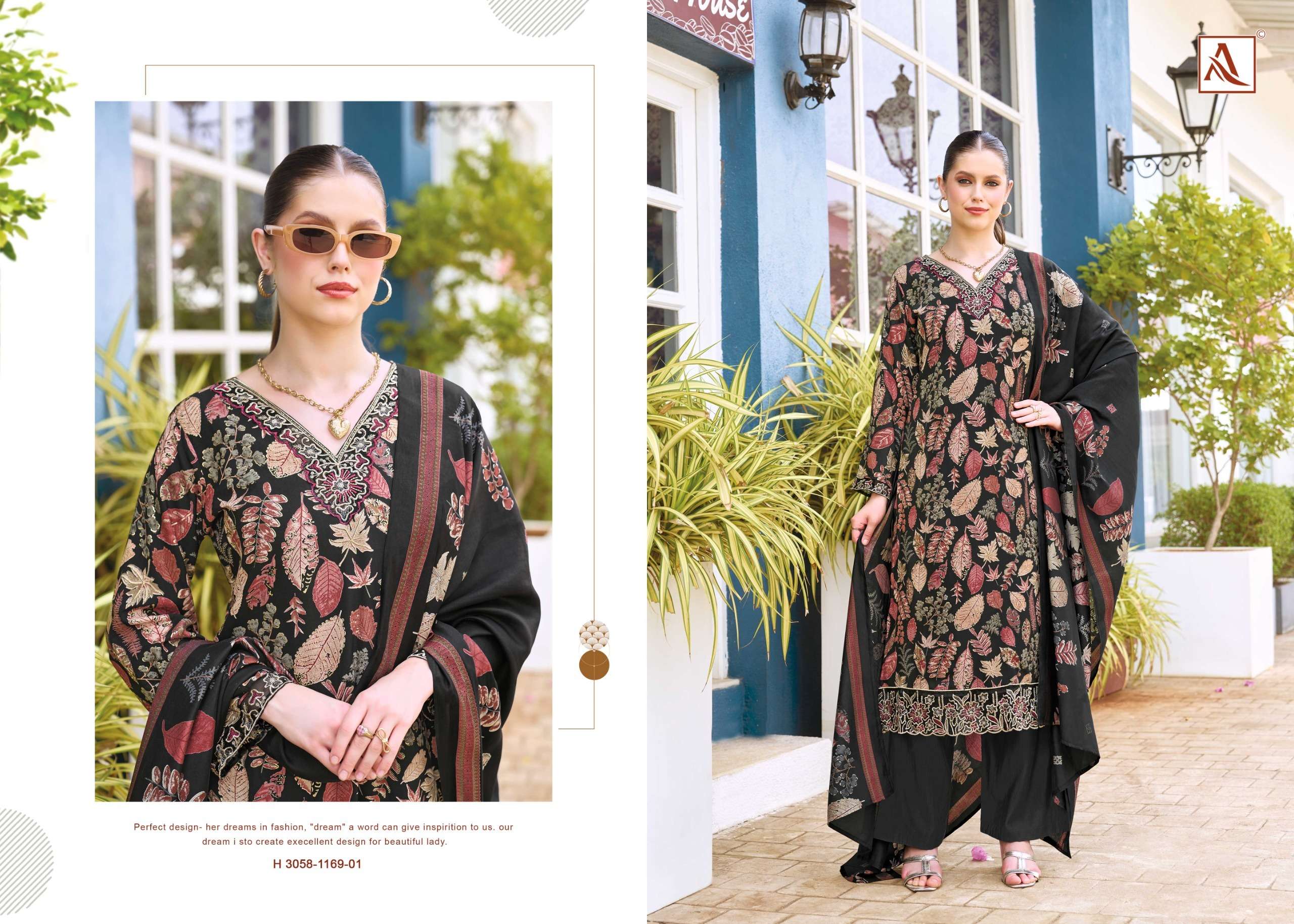 ALOK SUITS TURKISH EDITION 19 VISCOSE RAYON PRINT WITH FANCY WORK SUIT