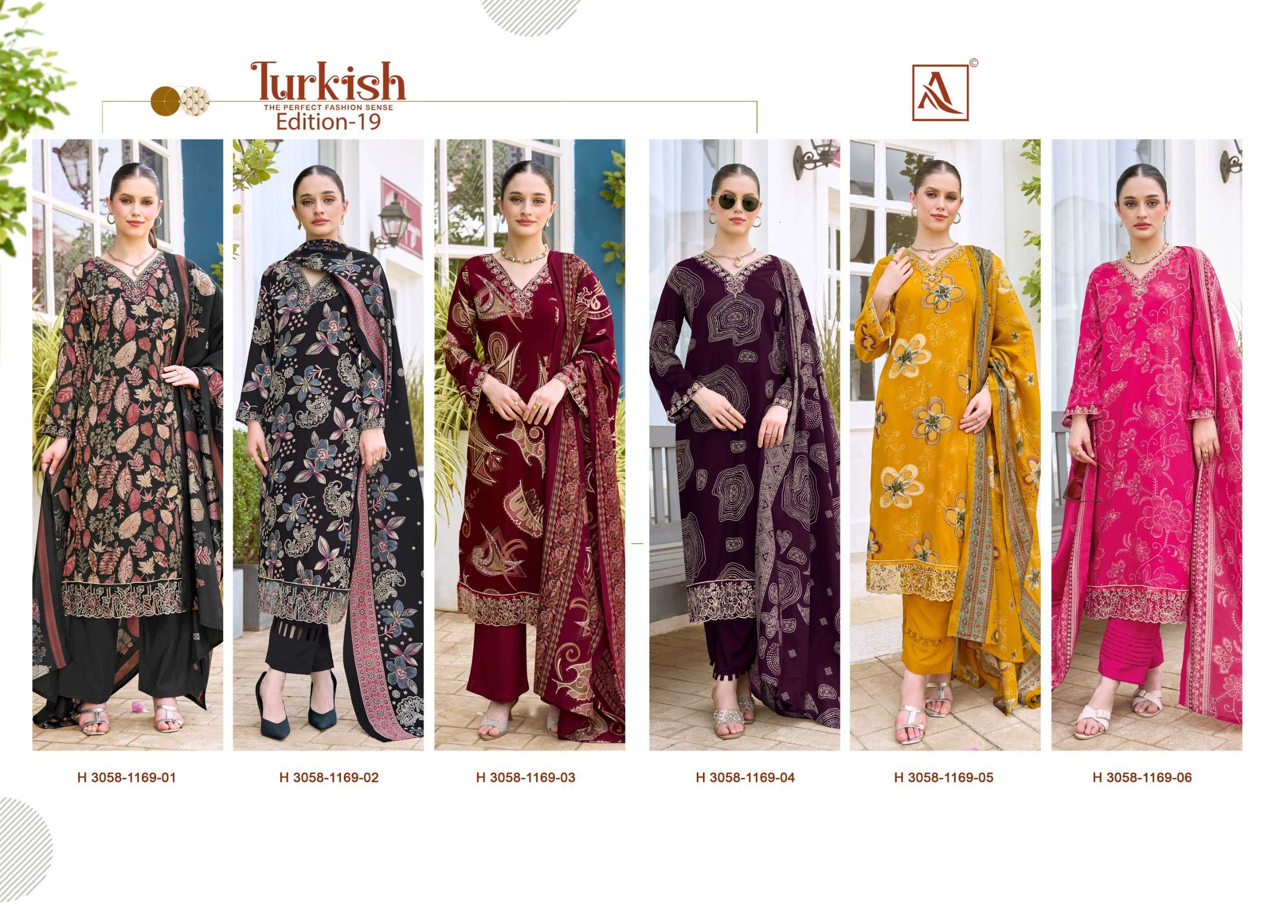 ALOK SUITS TURKISH EDITION 19 VISCOSE RAYON PRINT WITH FANCY WORK SUIT