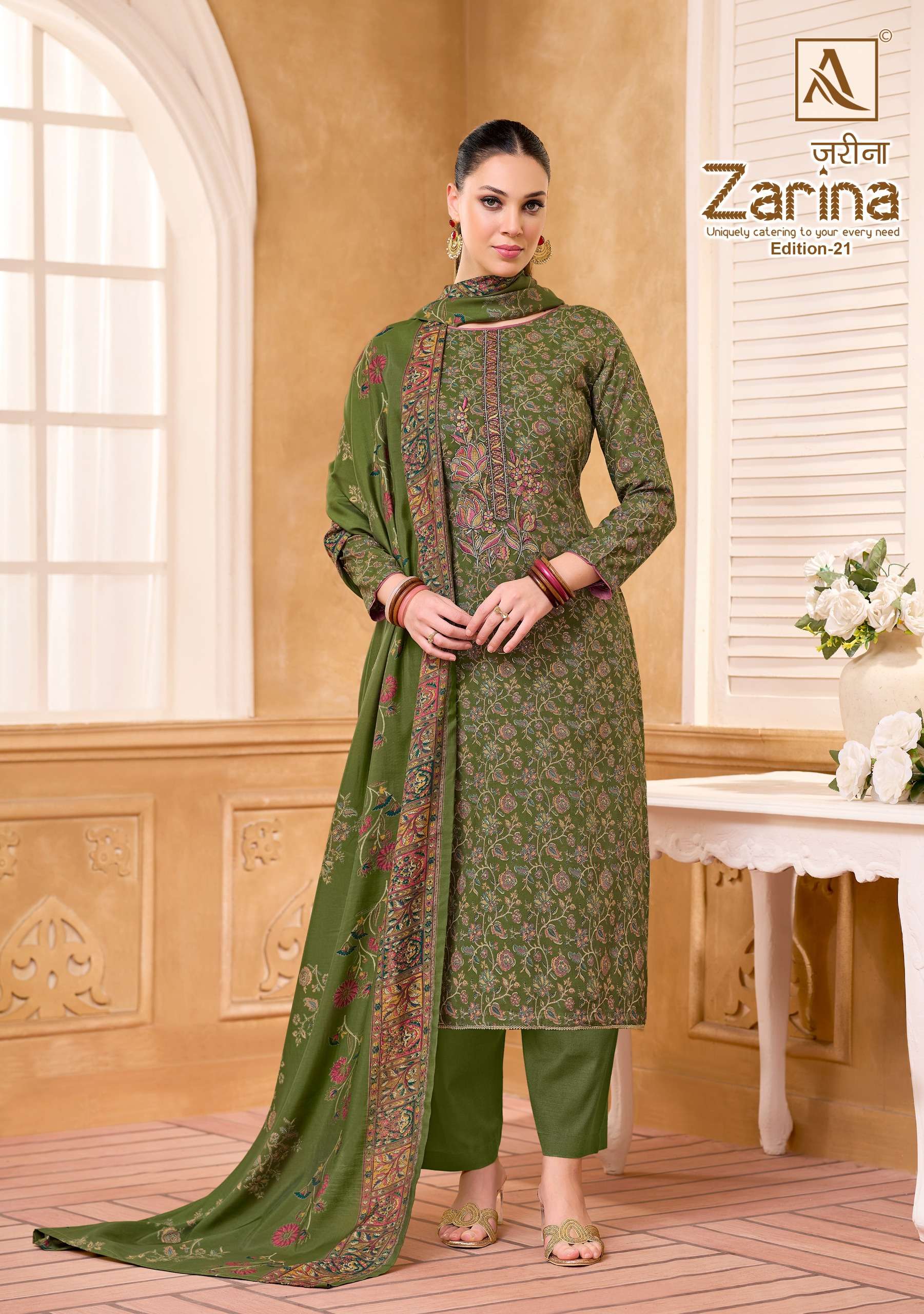 ALOK SUITS ZARINA EDITION 21 VISCOSE PRINT WITH EMBROIDERIES WORK SUIT