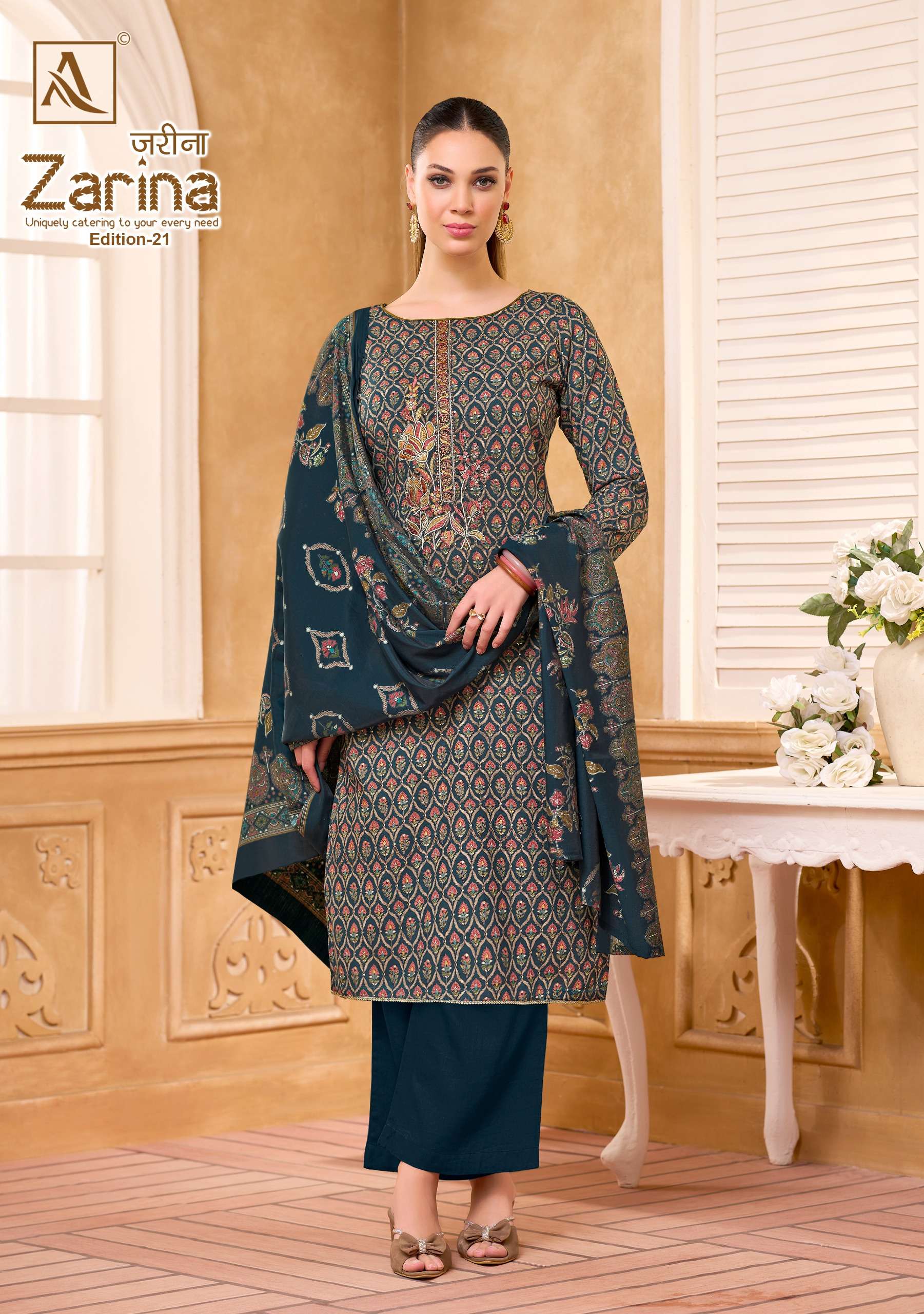 ALOK SUITS ZARINA EDITION 21 VISCOSE PRINT WITH EMBROIDERIES WORK SUIT