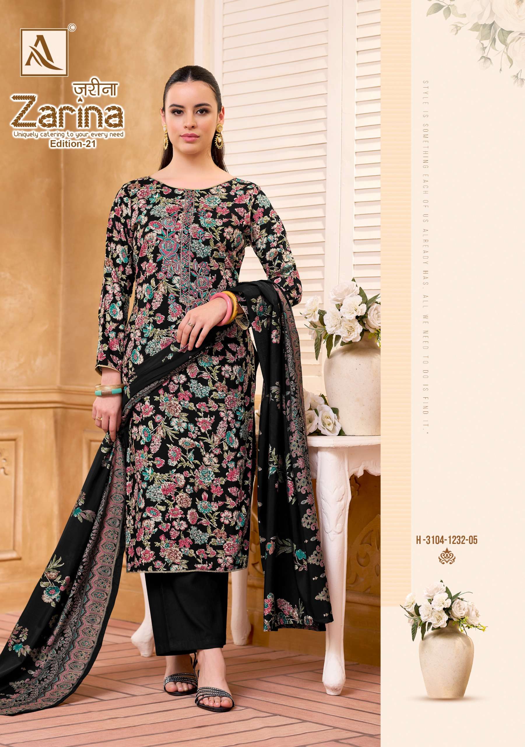 ALOK SUITS ZARINA EDITION 21 VISCOSE PRINT WITH EMBROIDERIES WORK SUIT