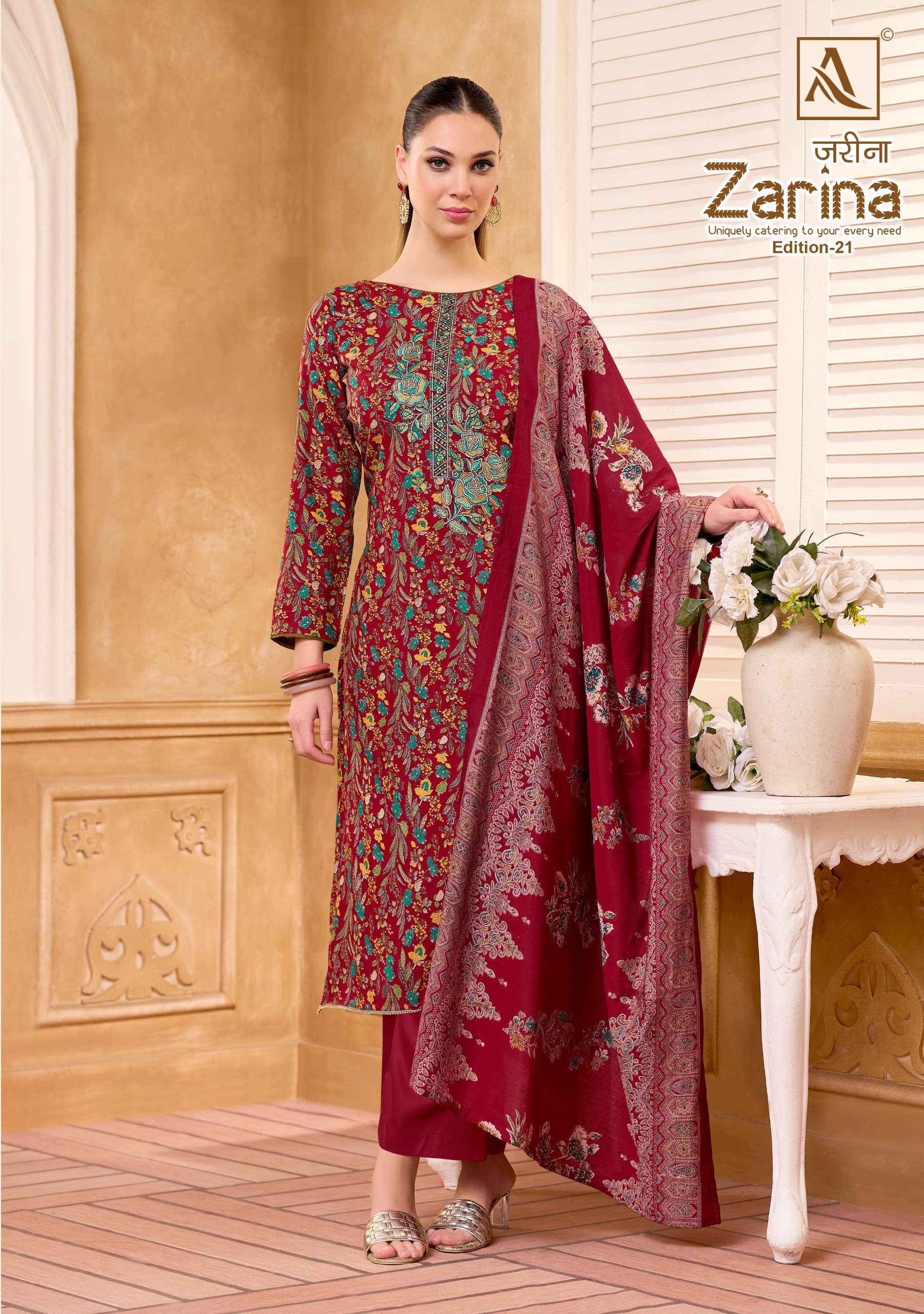 ALOK SUITS ZARINA EDITION 21 VISCOSE PRINT WITH EMBROIDERIES WORK SUIT