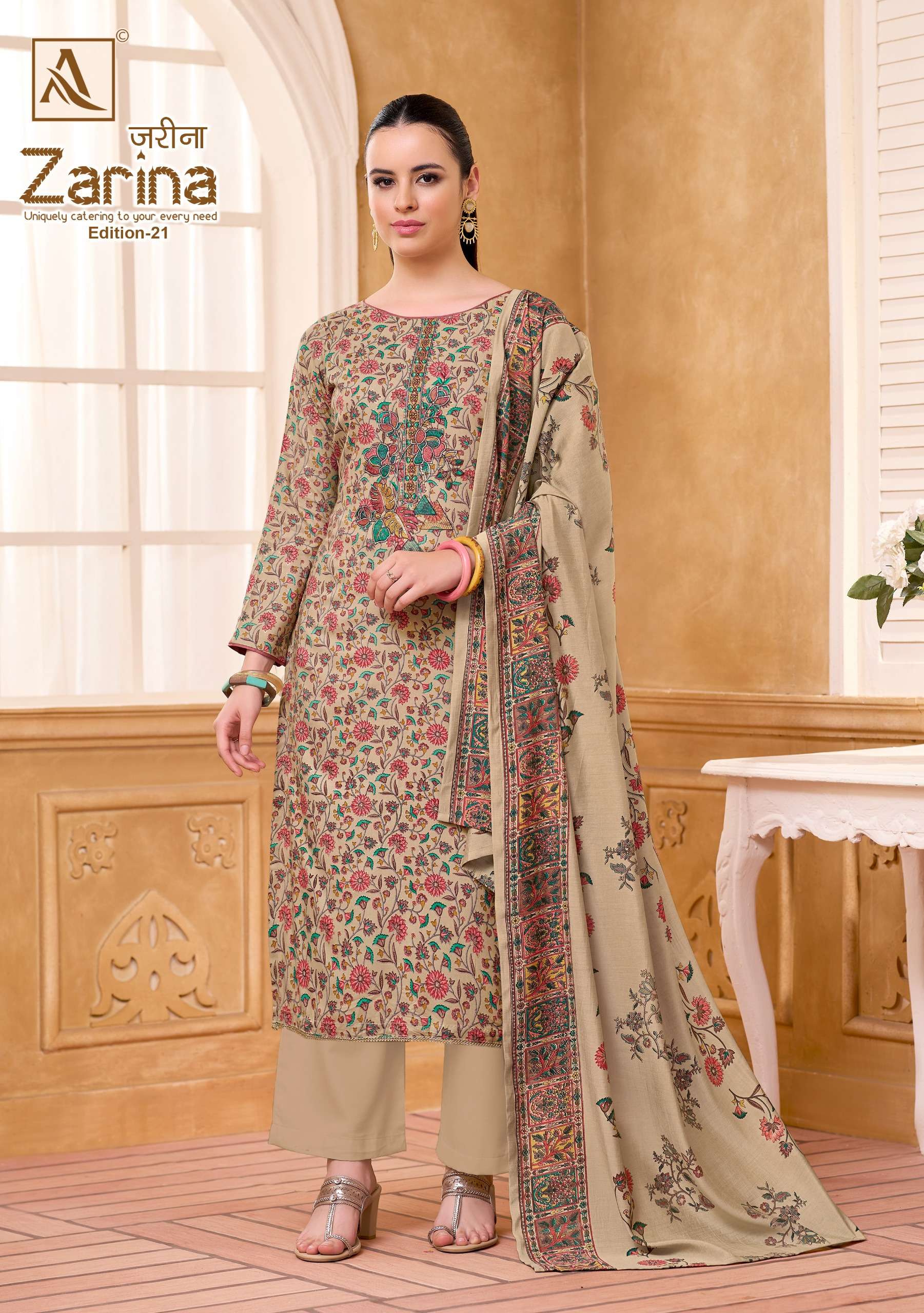 ALOK SUITS ZARINA EDITION 21 VISCOSE PRINT WITH EMBROIDERIES WORK SUIT