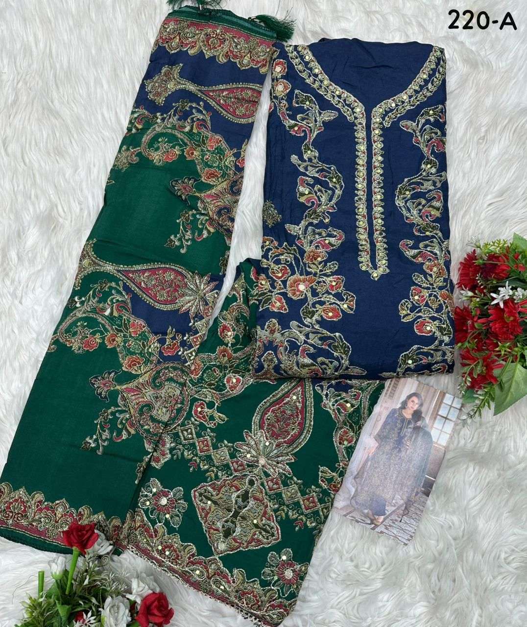AMRUTVELA AT 220 VISCOSE DIGITAL PRINT WITH HAND WORK DESIGNER SUIT