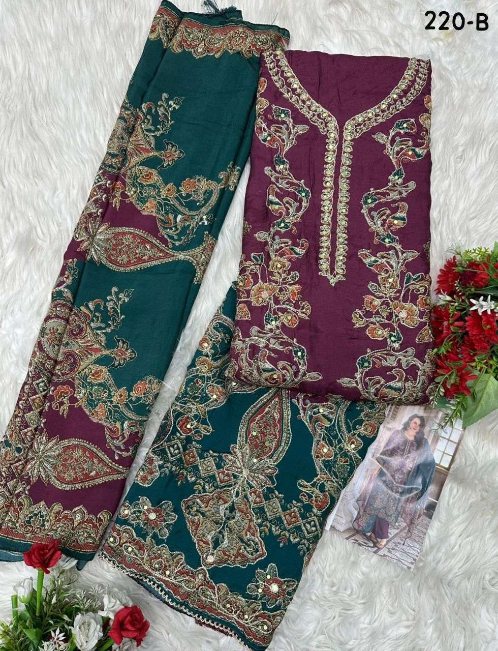 AMRUTVELA AT 220 VISCOSE DIGITAL PRINT WITH HAND WORK DESIGNER SUIT