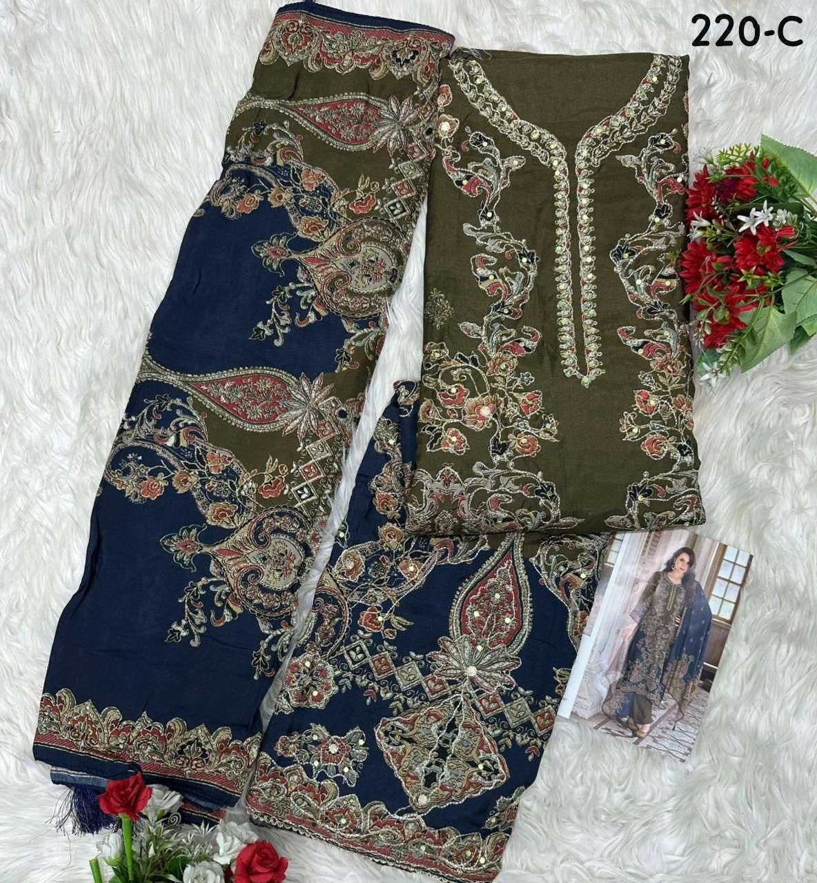AMRUTVELA AT 220 VISCOSE DIGITAL PRINT WITH HAND WORK DESIGNER SUIT