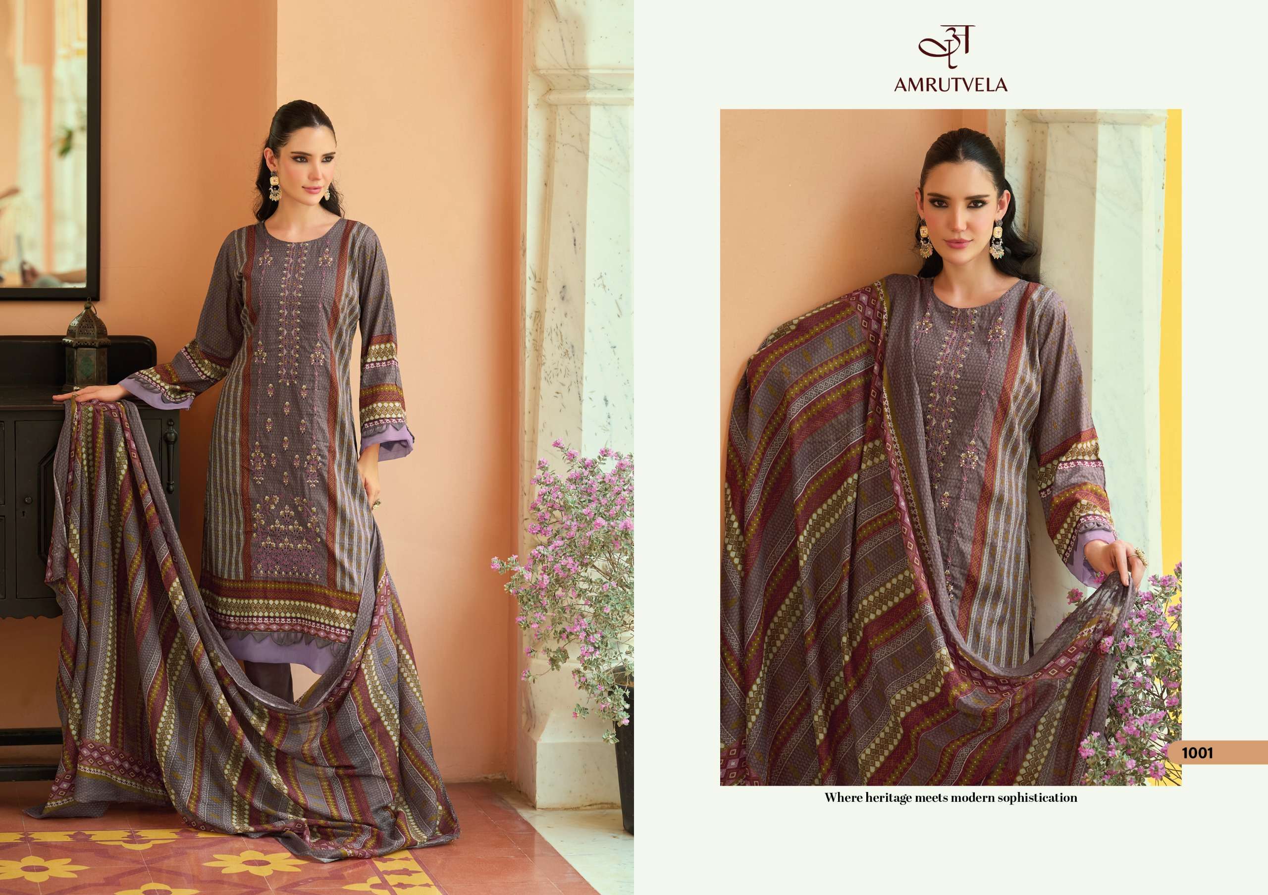 AMRUTVELA TEXTILE ABU SAEED COTTON DIGITAL PRINTS WITH EMBROIDERY WORK SUIT