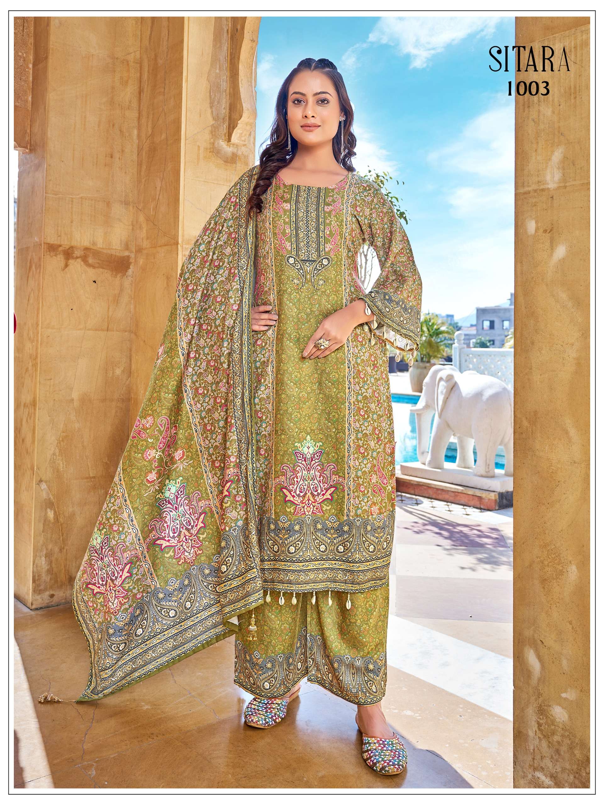 BANDHANI PALACE SITARA JAM SATIN DIGITAL PRINT WITH PAKISTANI STYLE SUIT