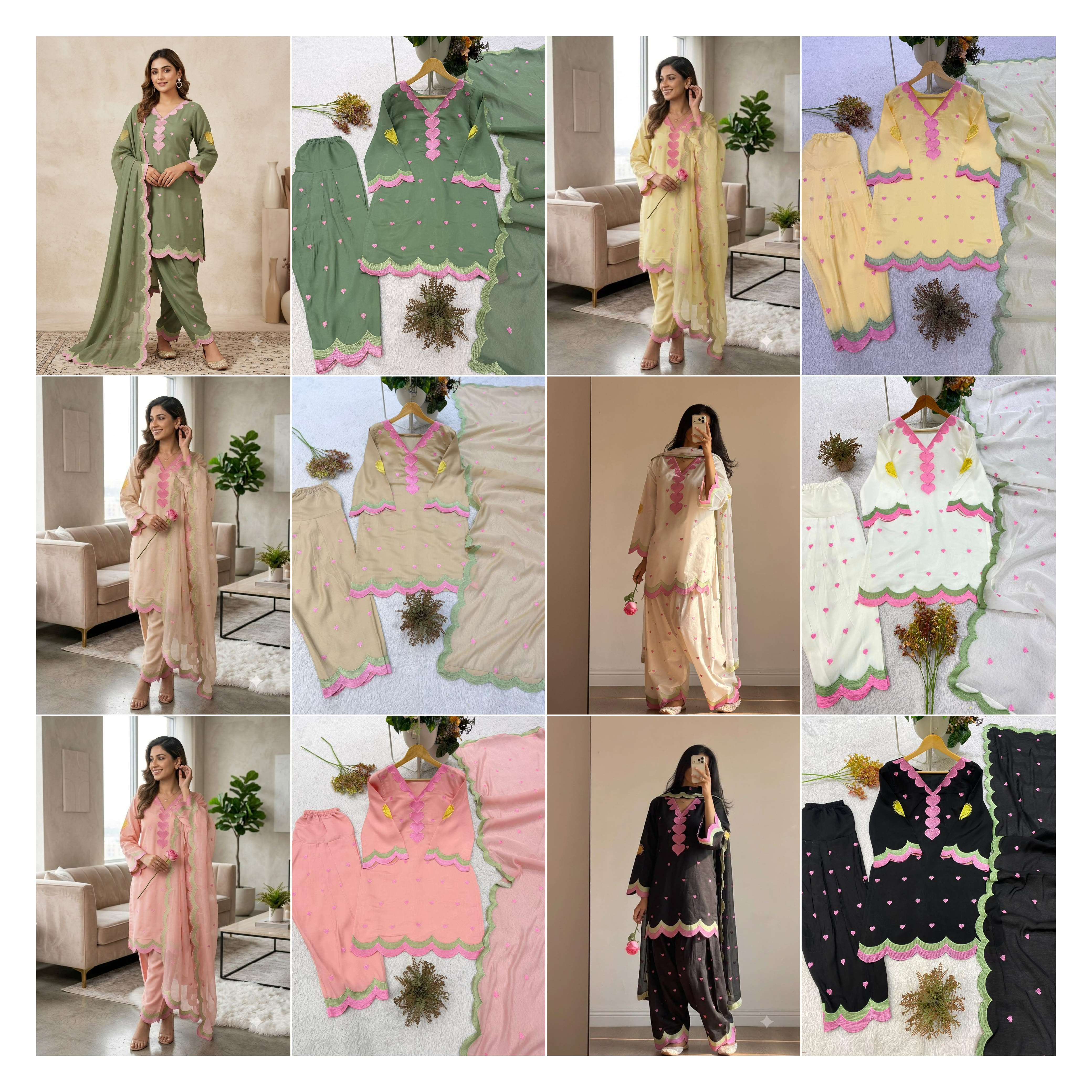 BE 490 CHANDERI SILK DESIGNER EMBROIDERED WORKED TOP SALWAAR WITH DUPATTA