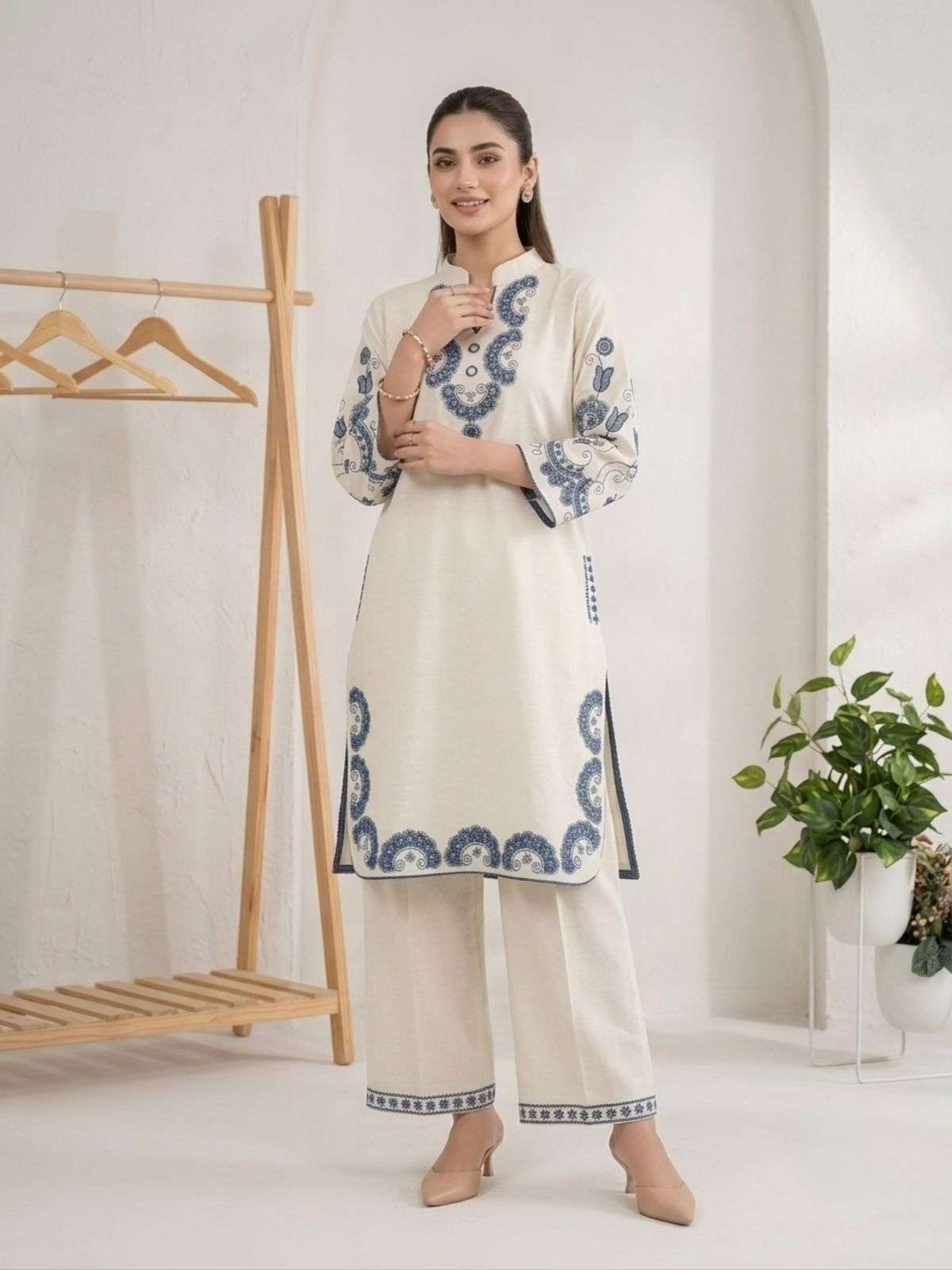 BE 498 COTTON DESIGNER EMBROIDERED WORKED CO-ORD SET