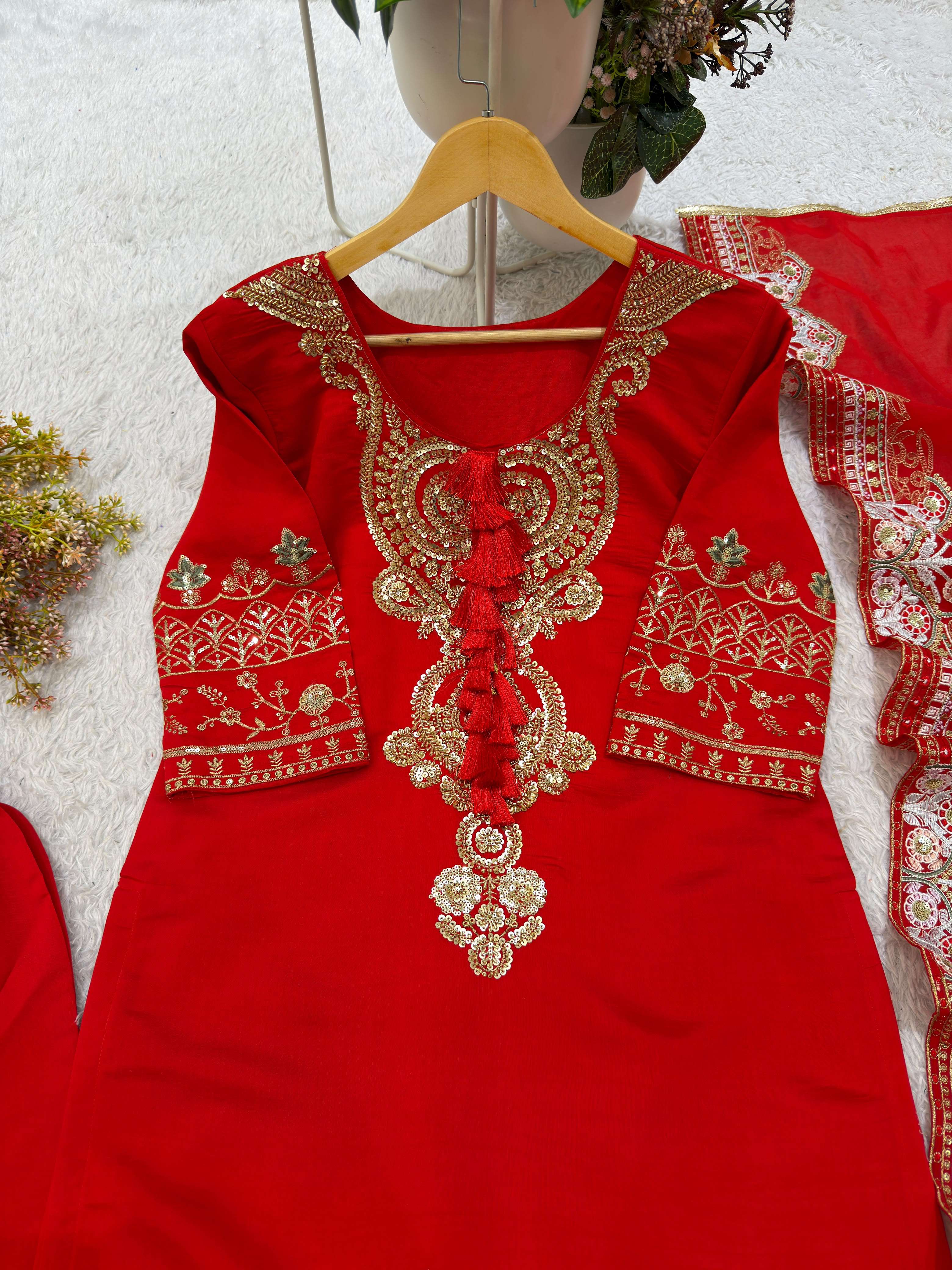 BE 500 SILK EMBROIDERED WORKED FESTIVE WEAR LADIES SUIT 