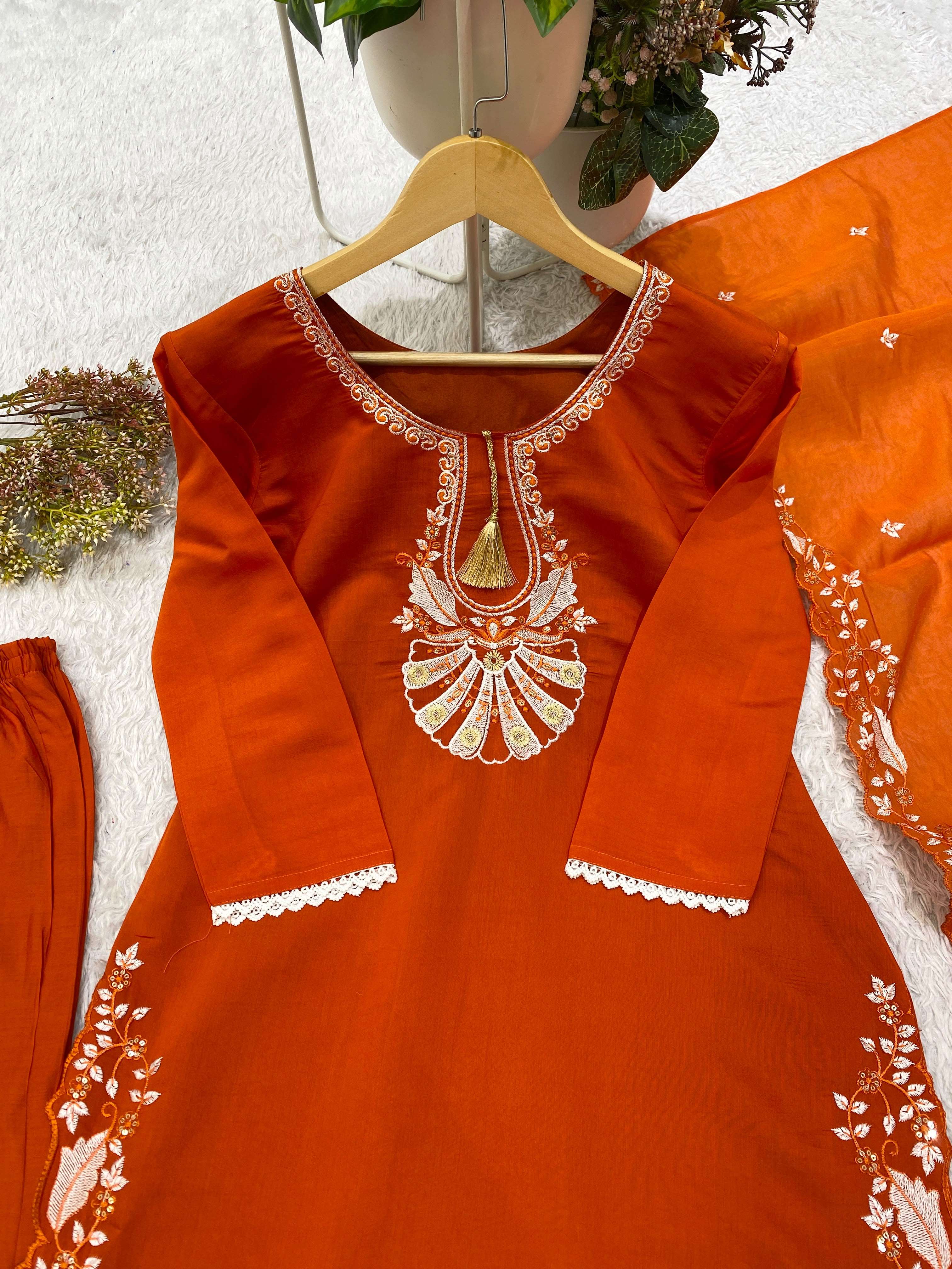 BE 502 DESIGNER SEQUENCE EMBROIDERED WORKED TOP PANT WITH DUPATTA SET