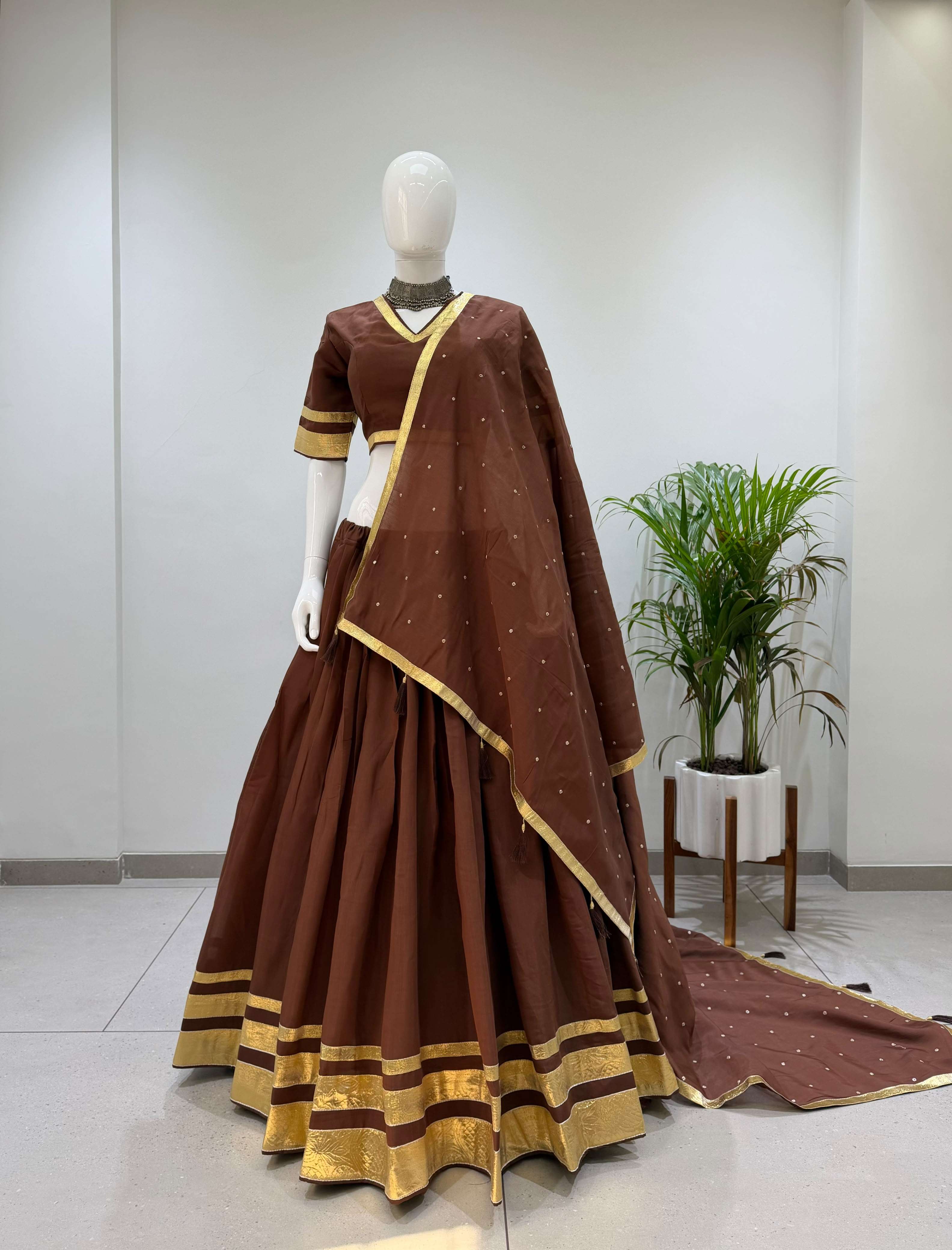 BE 508 CHANDERI SILK DESIGNER NAVRATRI WEAR LEHENGA CHOLI COLLECTION 
