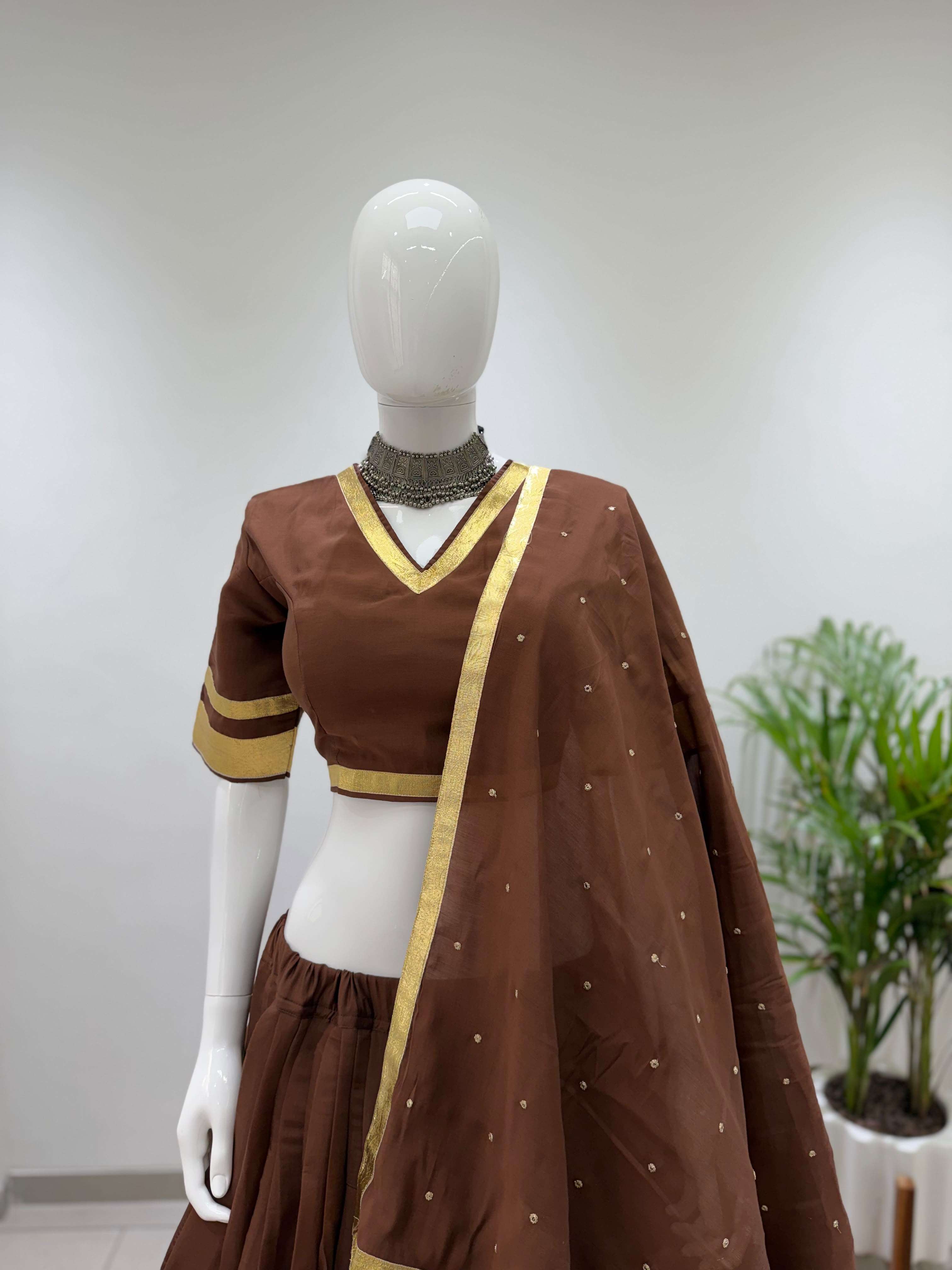 BE 508 CHANDERI SILK DESIGNER NAVRATRI WEAR LEHENGA CHOLI COLLECTION 