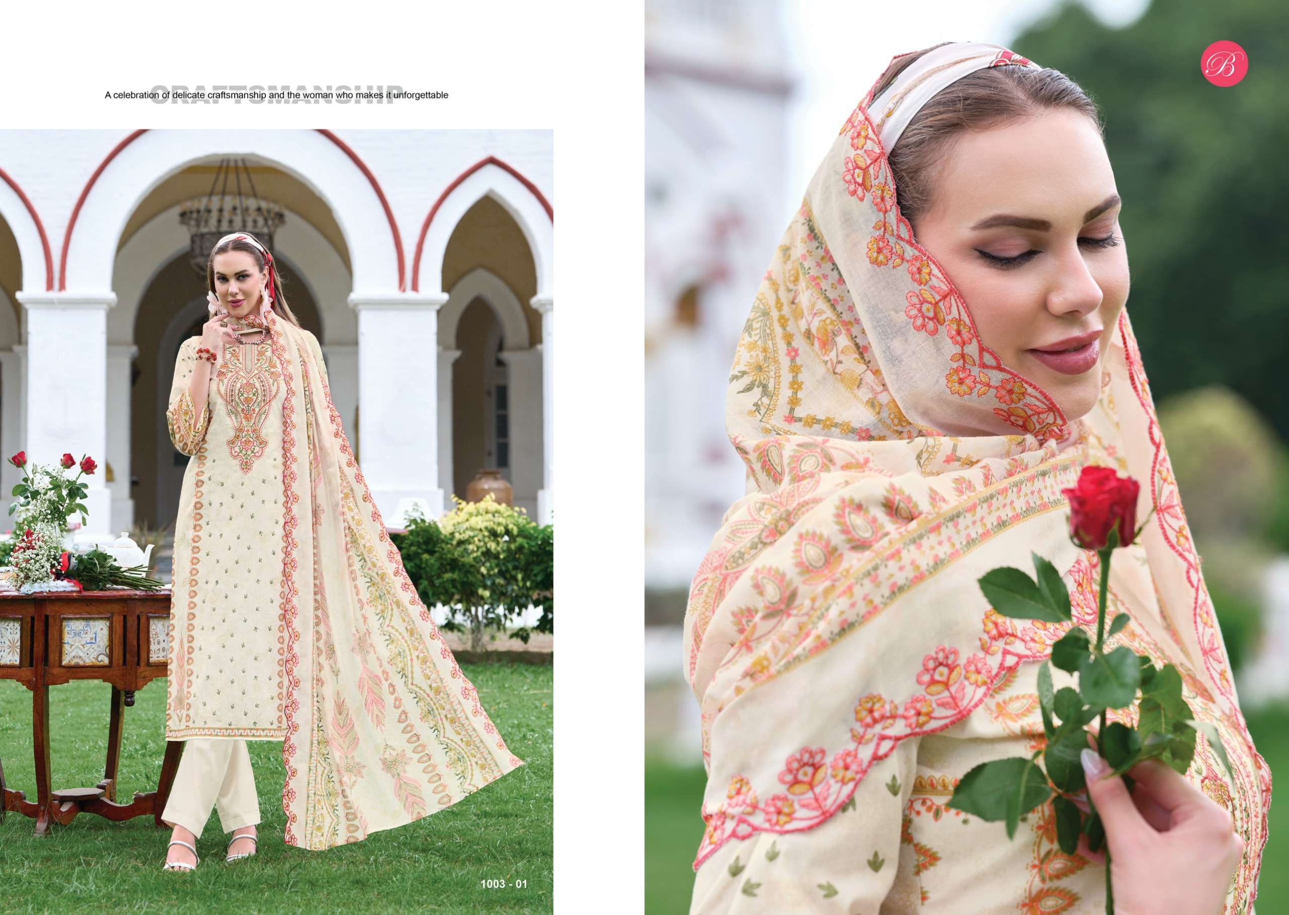 BELLIZA DESIGNER STUDIO GUZARISH VOL 25 COTTON DIGITAL PRINTS WITH EMBROIDERY WORKS SUIT