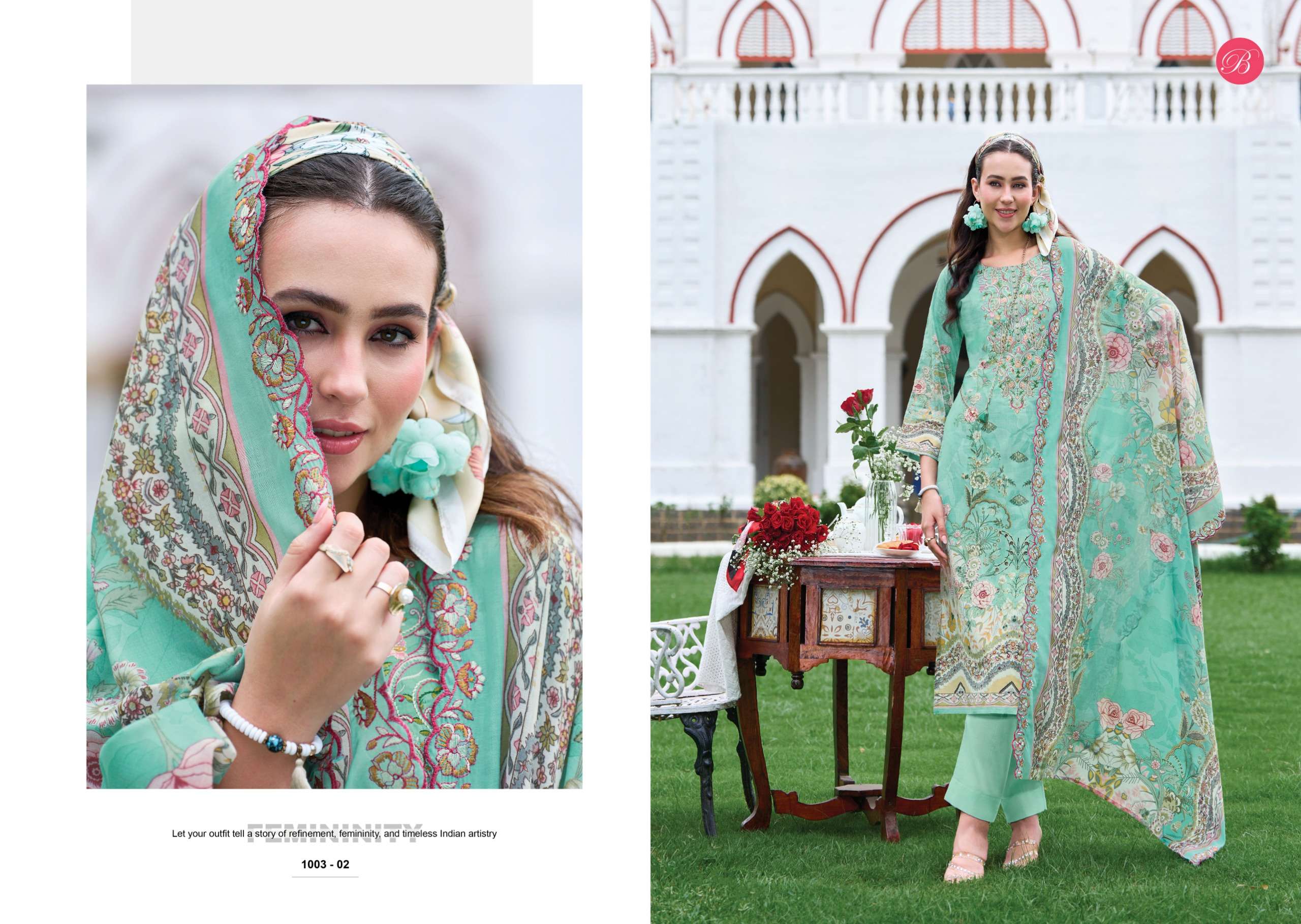 BELLIZA DESIGNER STUDIO GUZARISH VOL 25 COTTON DIGITAL PRINTS WITH EMBROIDERY WORKS SUIT