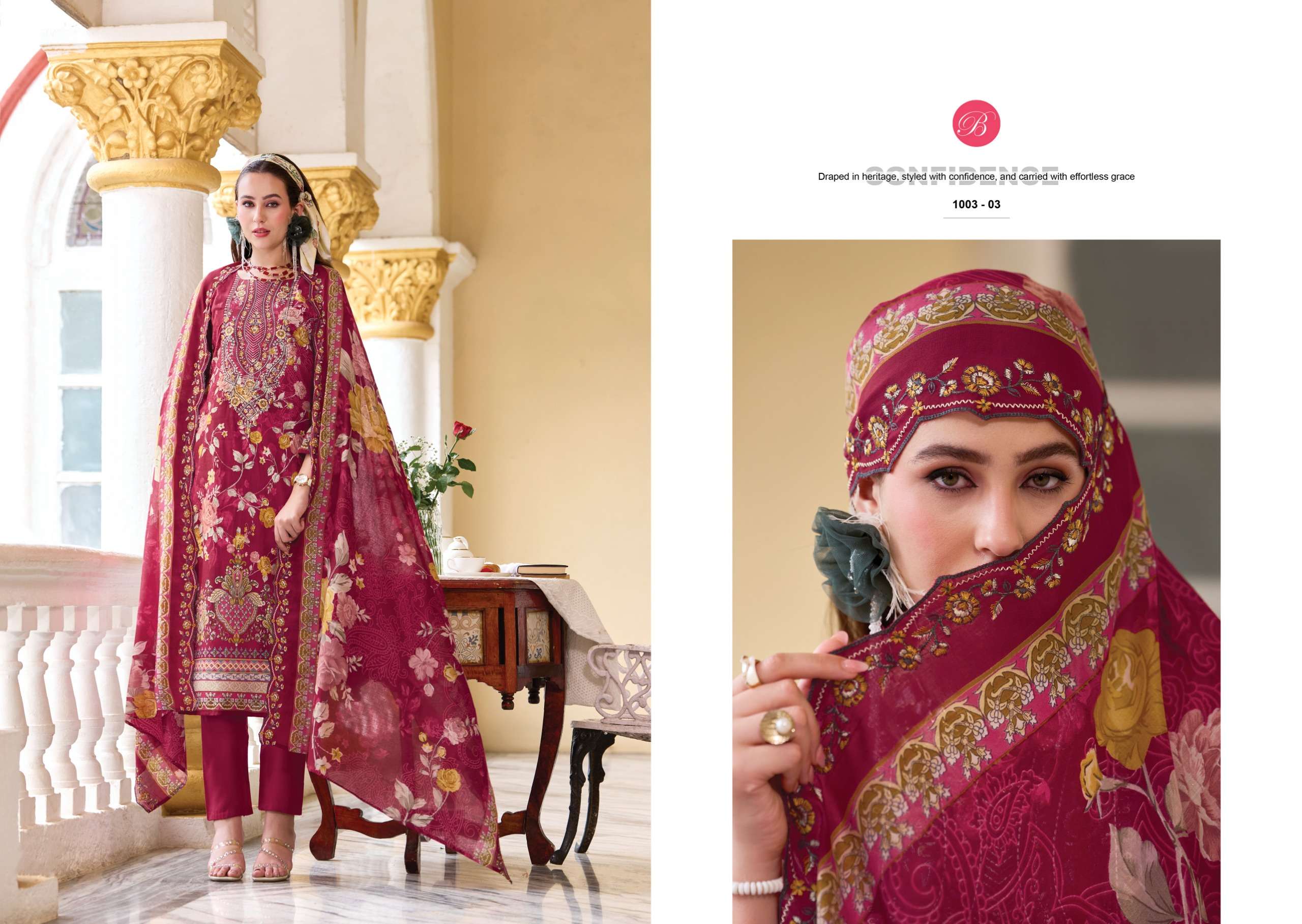 BELLIZA DESIGNER STUDIO GUZARISH VOL 25 COTTON DIGITAL PRINTS WITH EMBROIDERY WORKS SUIT