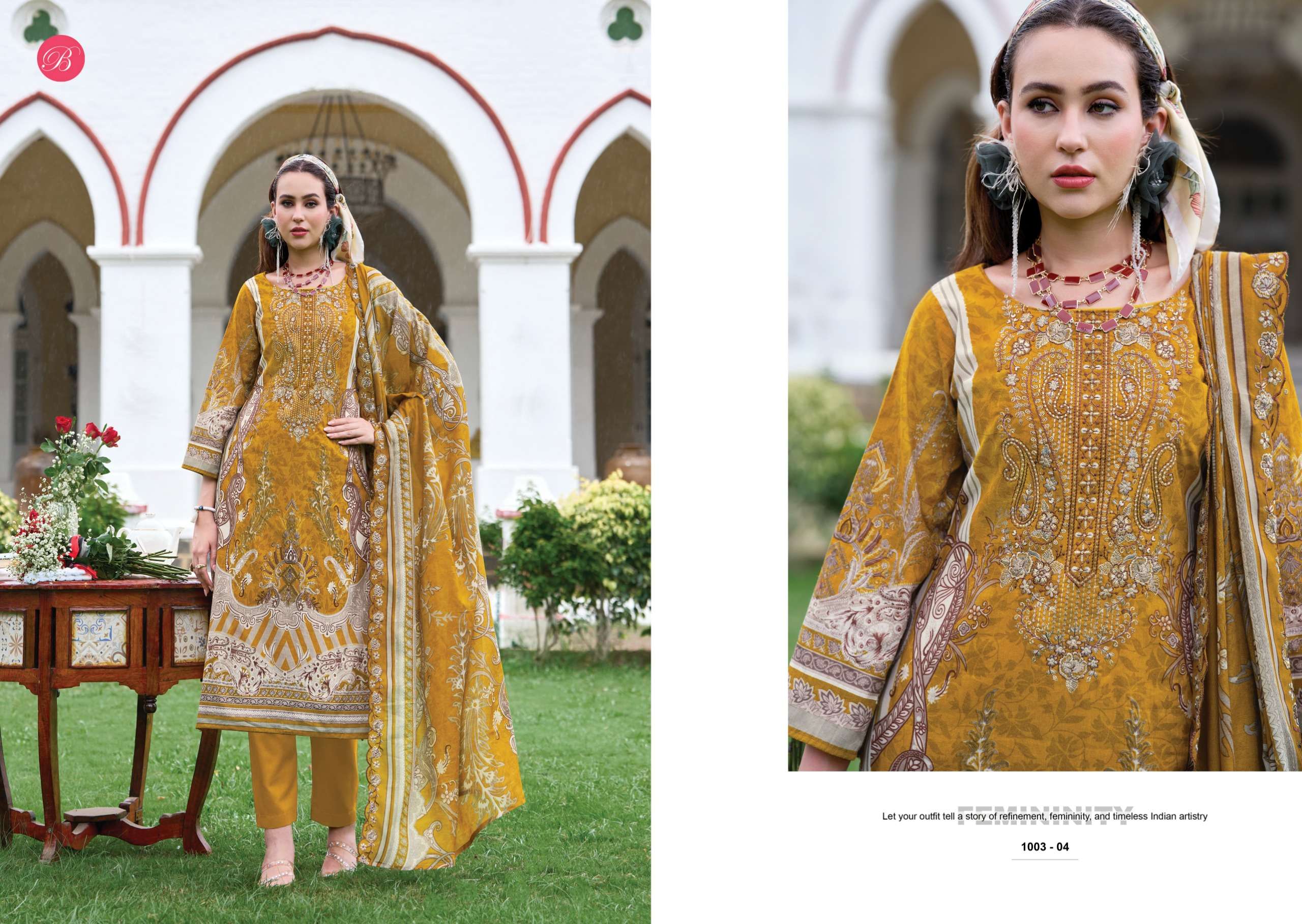 BELLIZA DESIGNER STUDIO GUZARISH VOL 25 COTTON DIGITAL PRINTS WITH EMBROIDERY WORKS SUIT