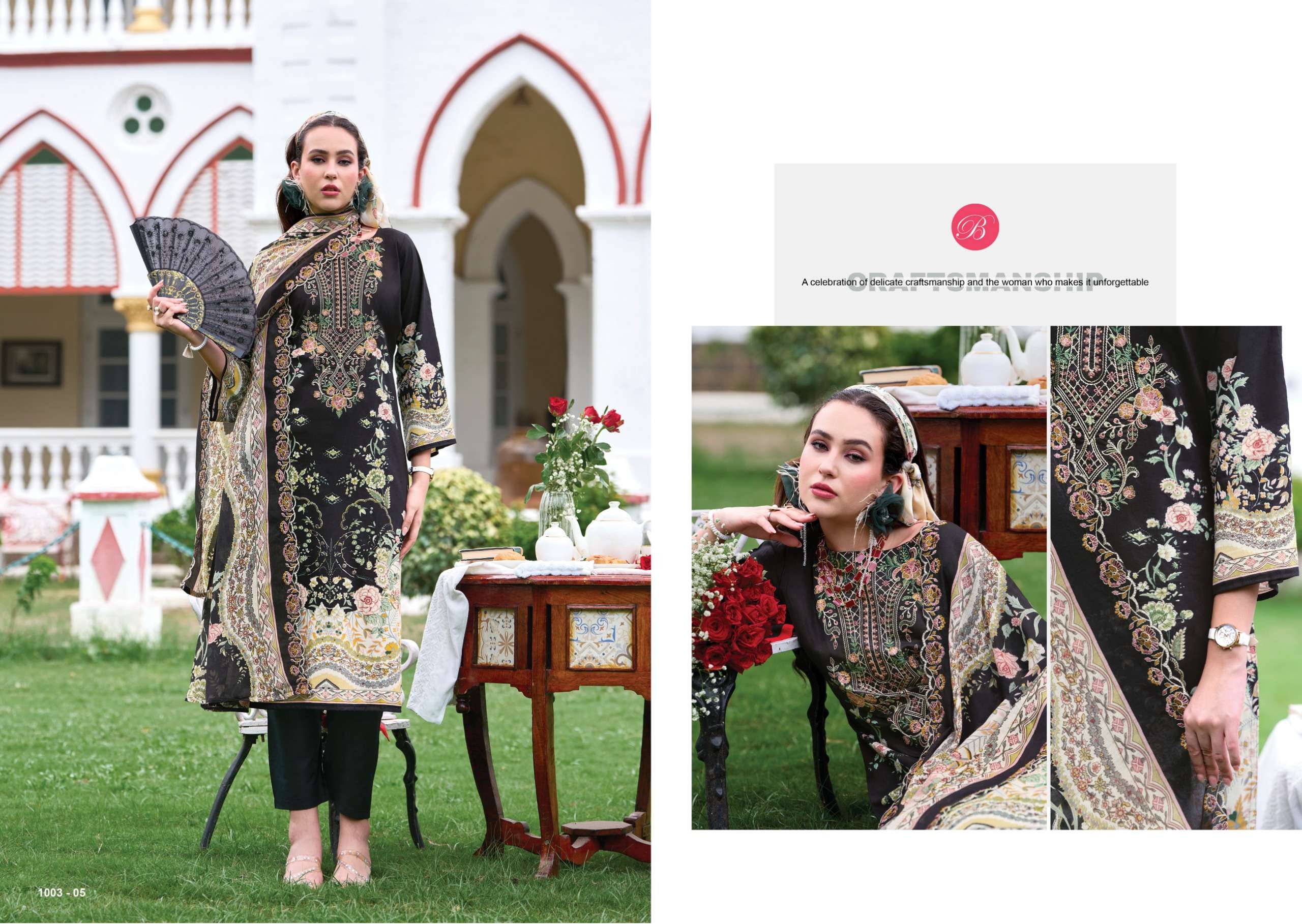 BELLIZA DESIGNER STUDIO GUZARISH VOL 25 COTTON DIGITAL PRINTS WITH EMBROIDERY WORKS SUIT