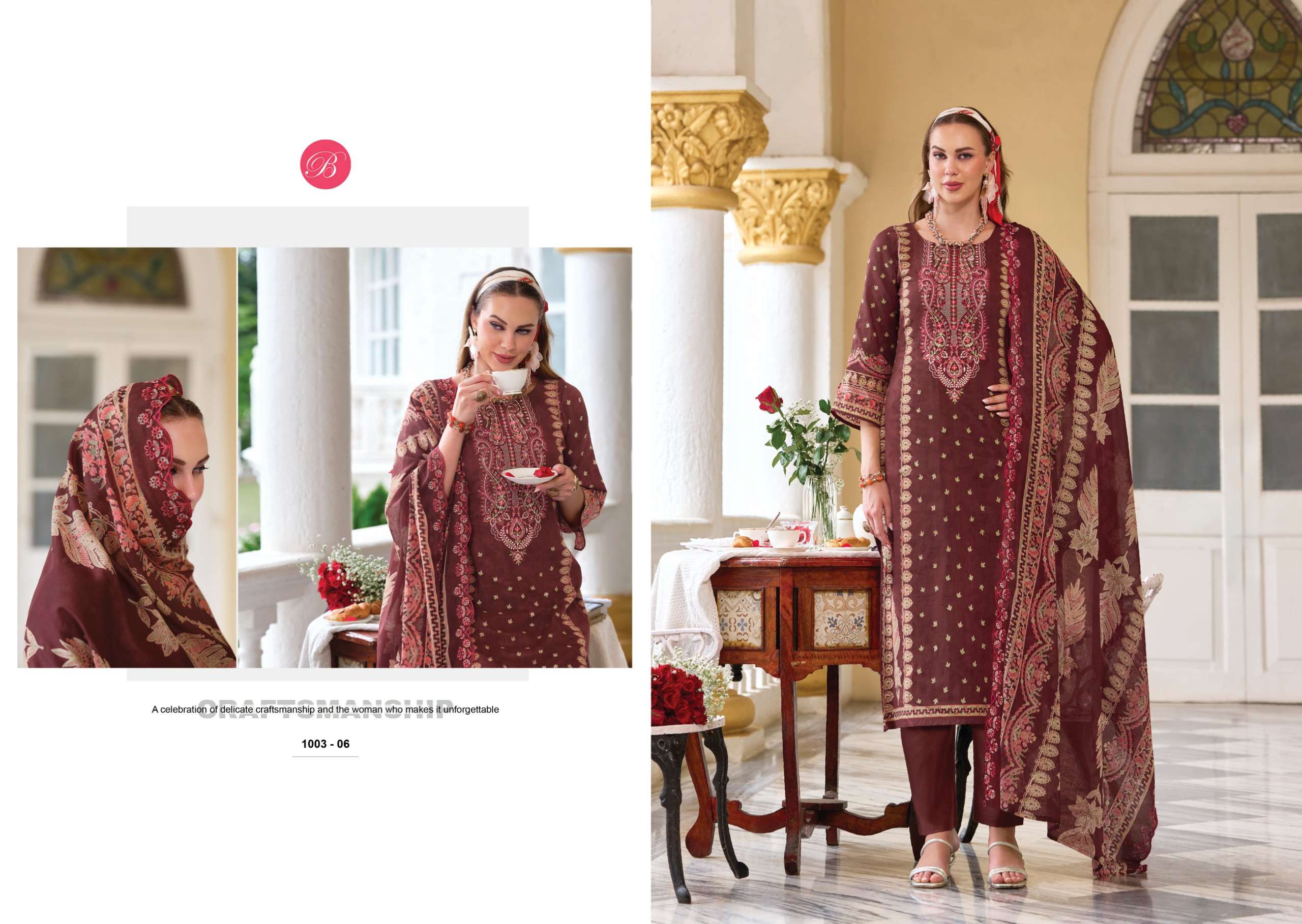 BELLIZA DESIGNER STUDIO GUZARISH VOL 25 COTTON DIGITAL PRINTS WITH EMBROIDERY WORKS SUIT