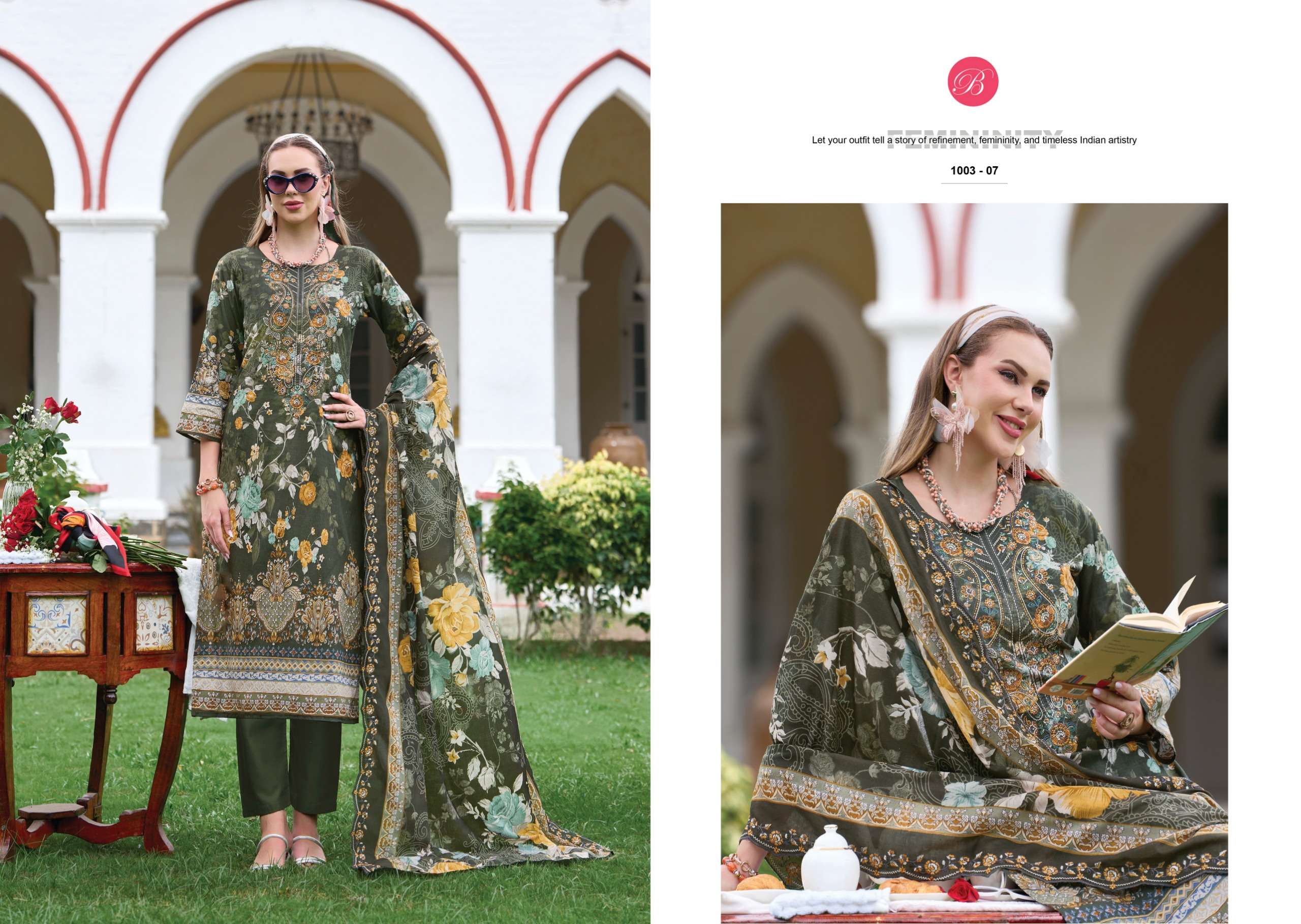 BELLIZA DESIGNER STUDIO GUZARISH VOL 25 COTTON DIGITAL PRINTS WITH EMBROIDERY WORKS SUIT