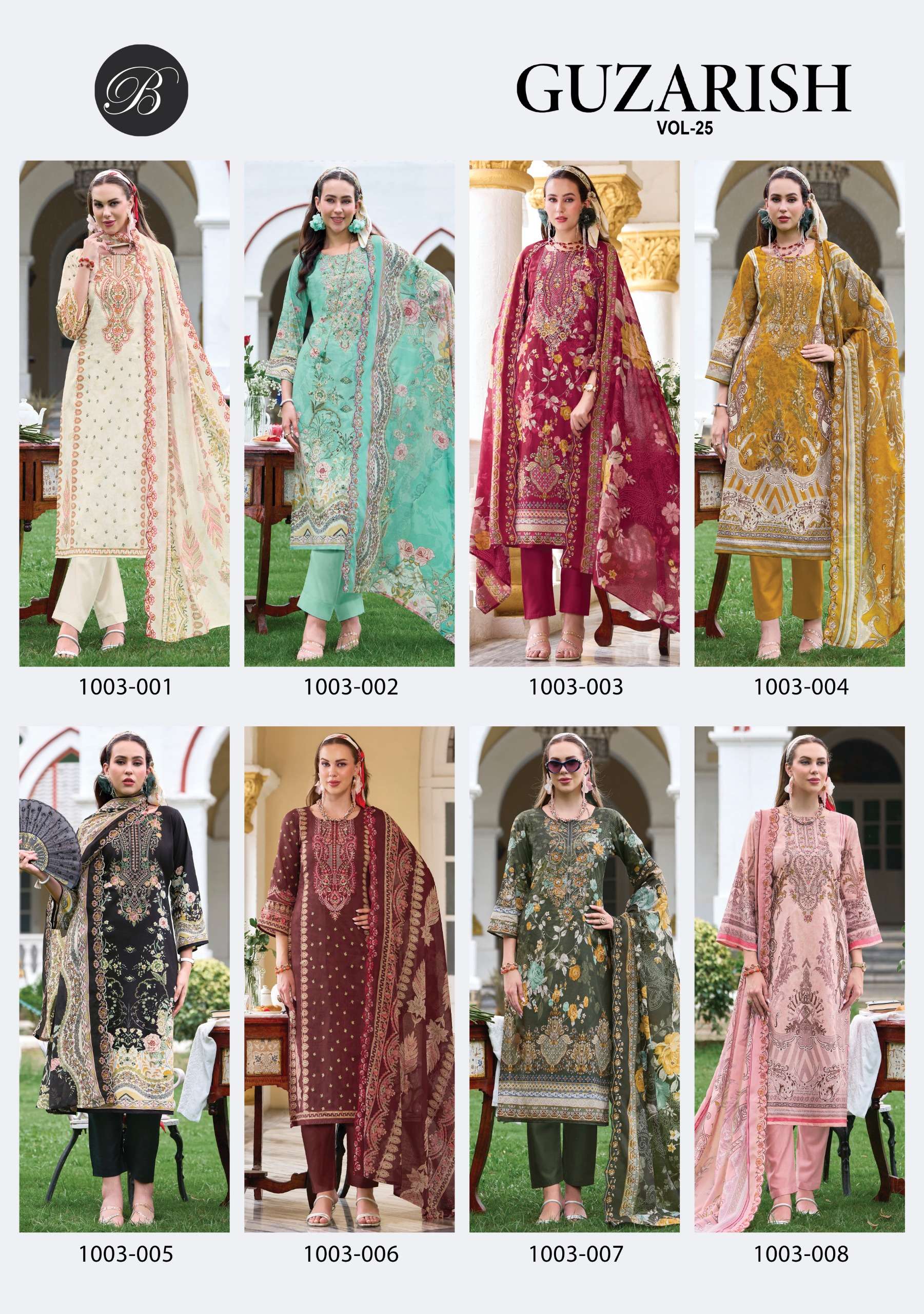 BELLIZA DESIGNER STUDIO GUZARISH VOL 25 COTTON DIGITAL PRINTS WITH EMBROIDERY WORKS SUIT