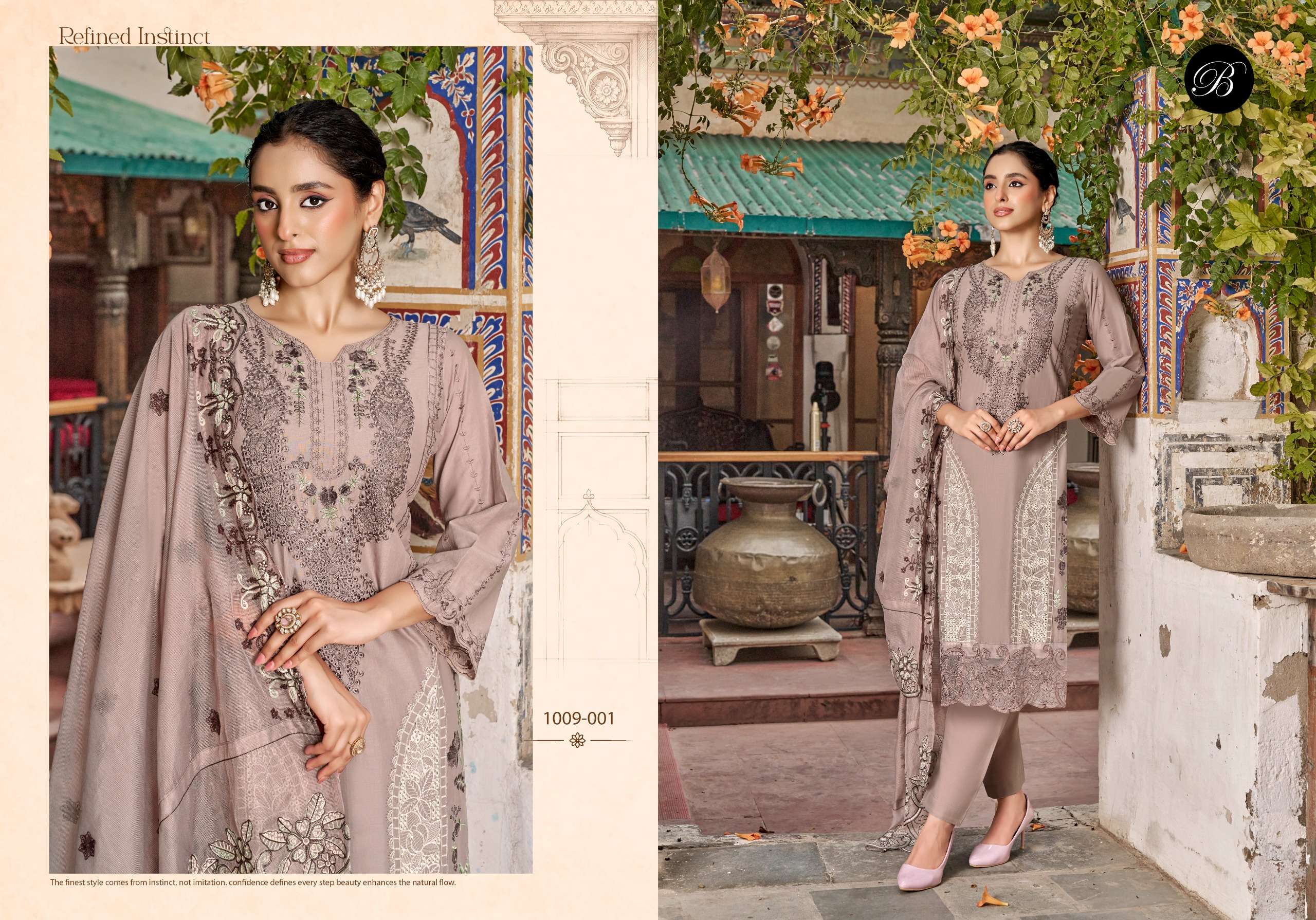 BELLIZA DESIGNER STUDIO KHWAISH VOL 2 LAWN COTTON KARACHI EMBROIDERY STYLE WORK SUIT