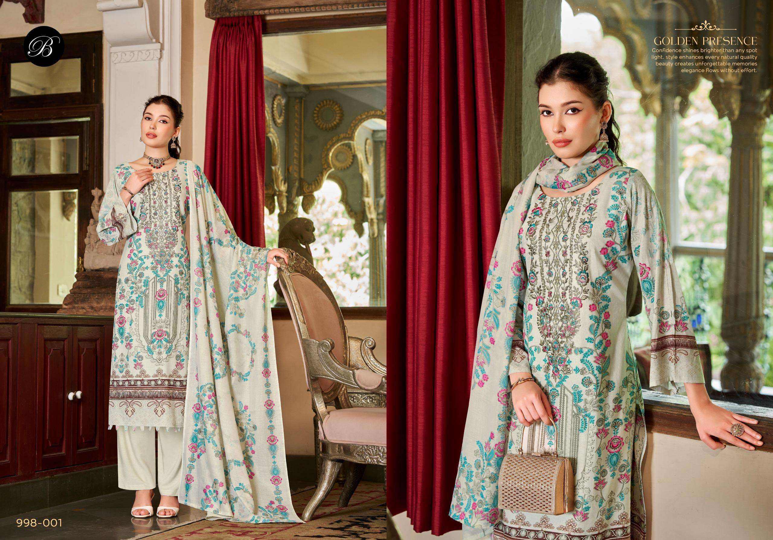 BELLIZA DESIGNER STUDIO NAIRA VOL 155 COTTON DIGITAL PRINTS WITH EMBROIDERIES WORK SUIT
