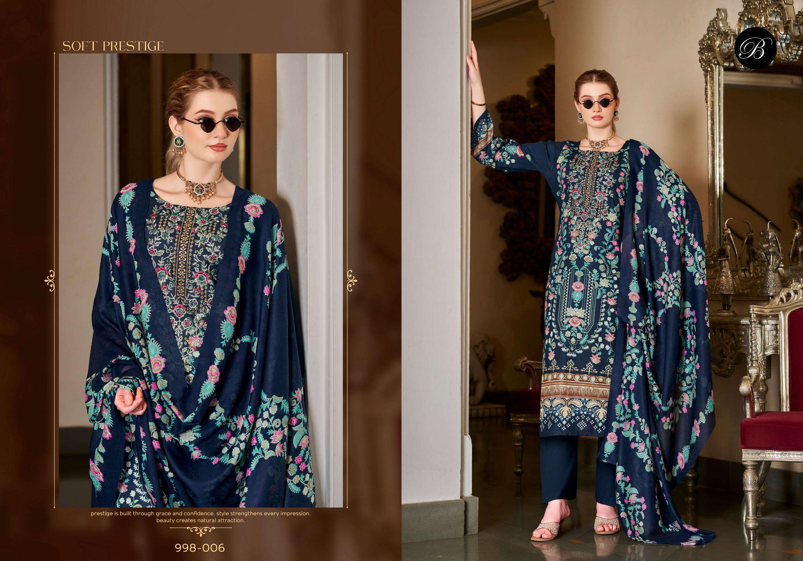 BELLIZA DESIGNER STUDIO NAIRA VOL 155 COTTON DIGITAL PRINTS WITH EMBROIDERIES WORK SUIT