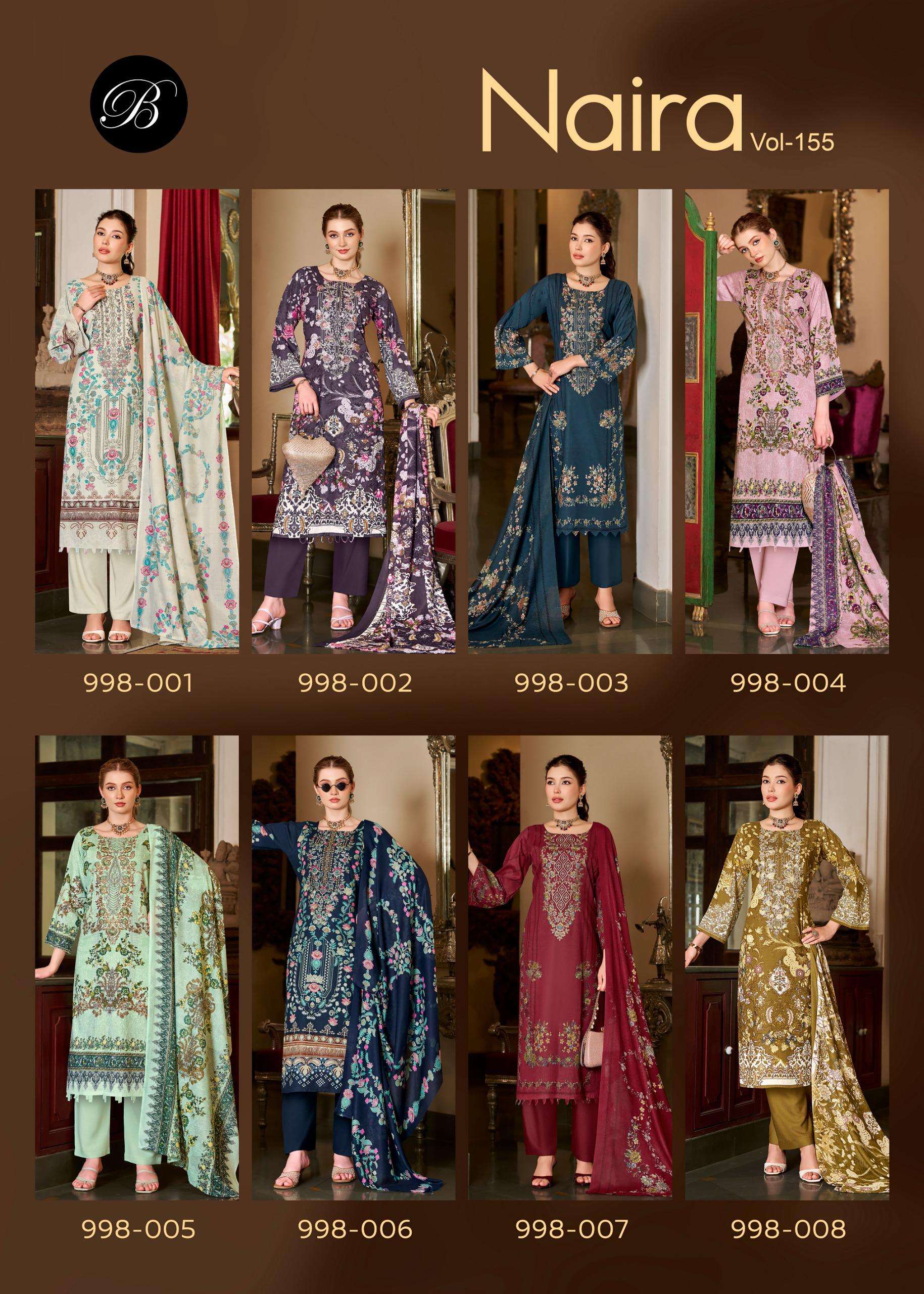 BELLIZA DESIGNER STUDIO NAIRA VOL 155 COTTON DIGITAL PRINTS WITH EMBROIDERIES WORK SUIT