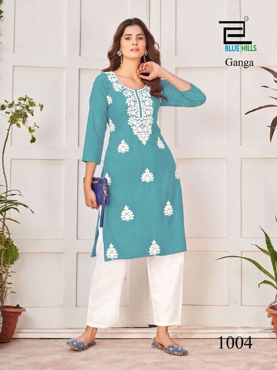 BLUE HILLS GANGA RAYON WITH FANCY WORKS KURTI 