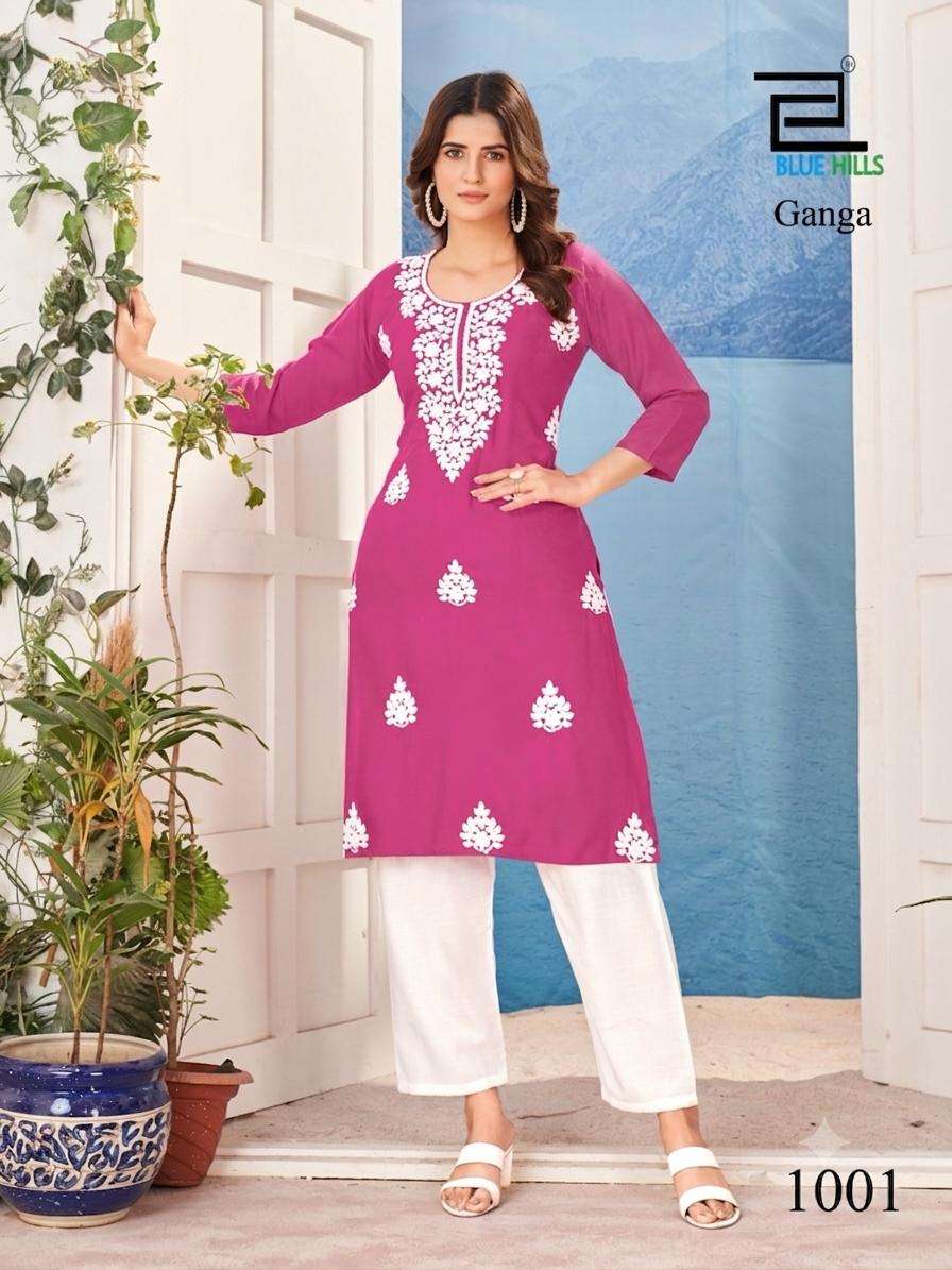 BLUE HILLS GANGA RAYON WITH FANCY WORKS KURTI 
