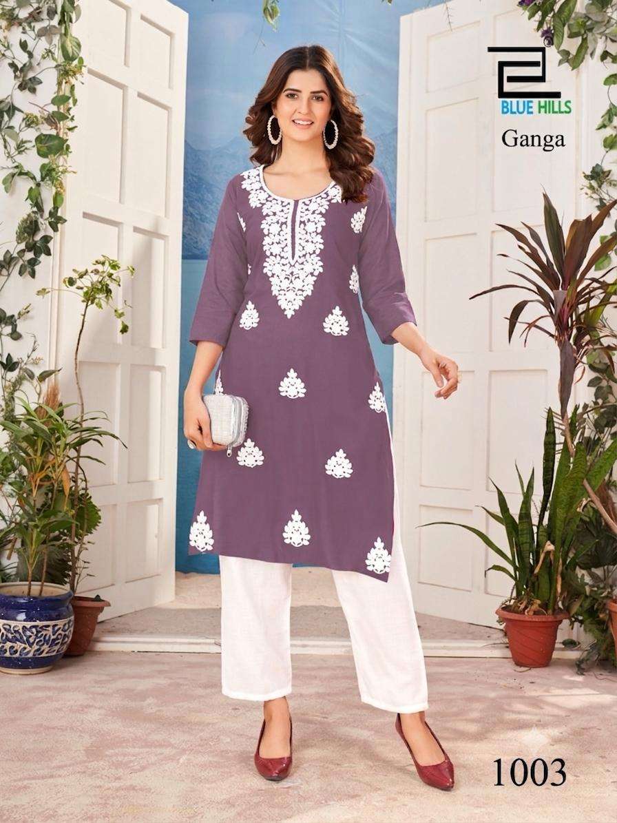 BLUE HILLS GANGA RAYON WITH FANCY WORKS KURTI 