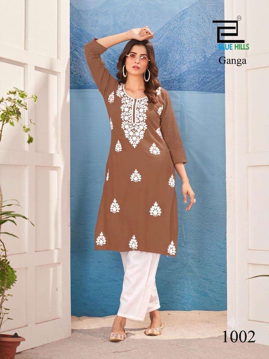 BLUE HILLS GANGA RAYON WITH FANCY WORKS KURTI 