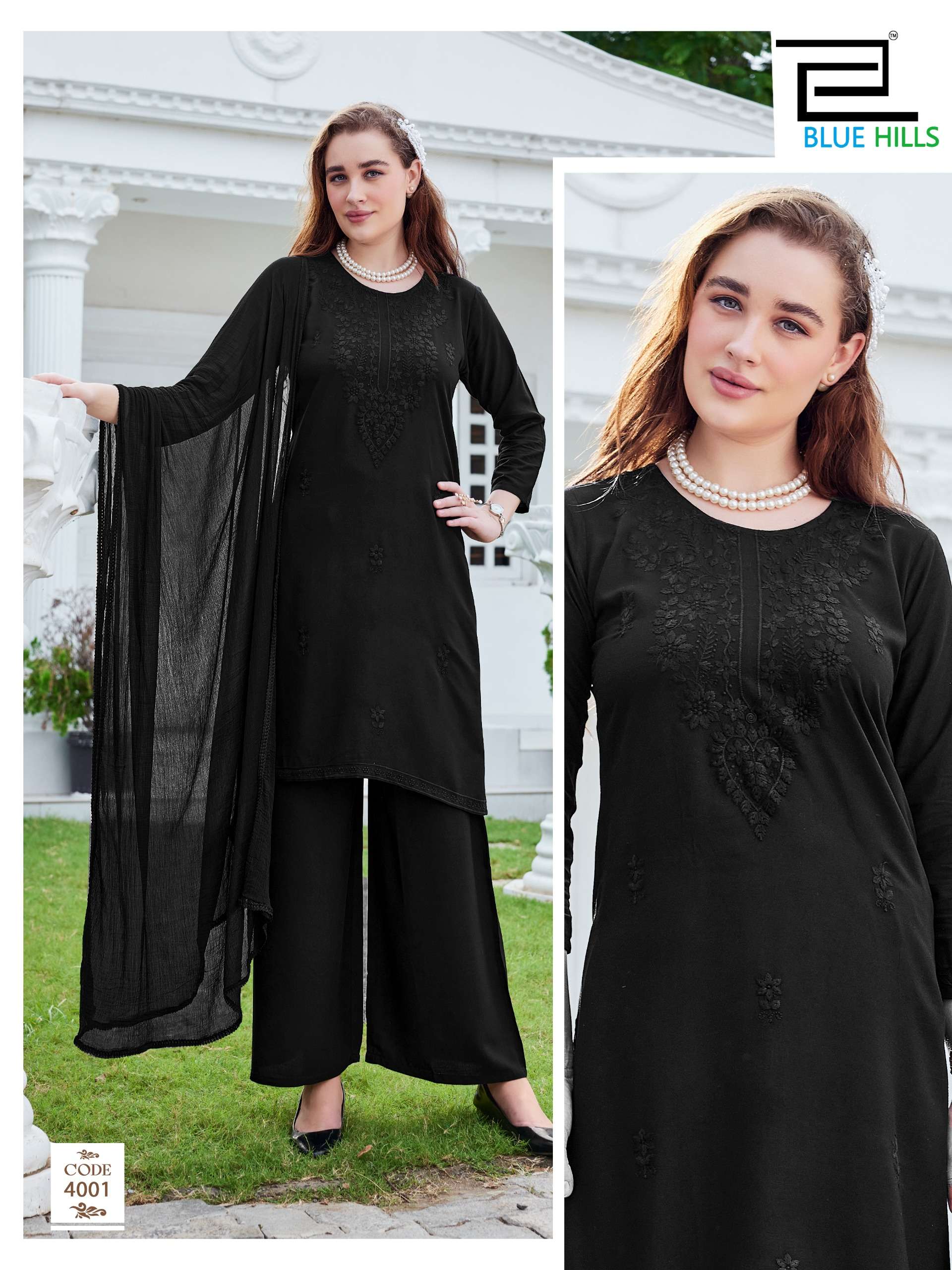 BLUE HILLS HAANIA RAYON FANCY EMBROIDERIES WORK LADIES 3PCS SET COLLECTION 
