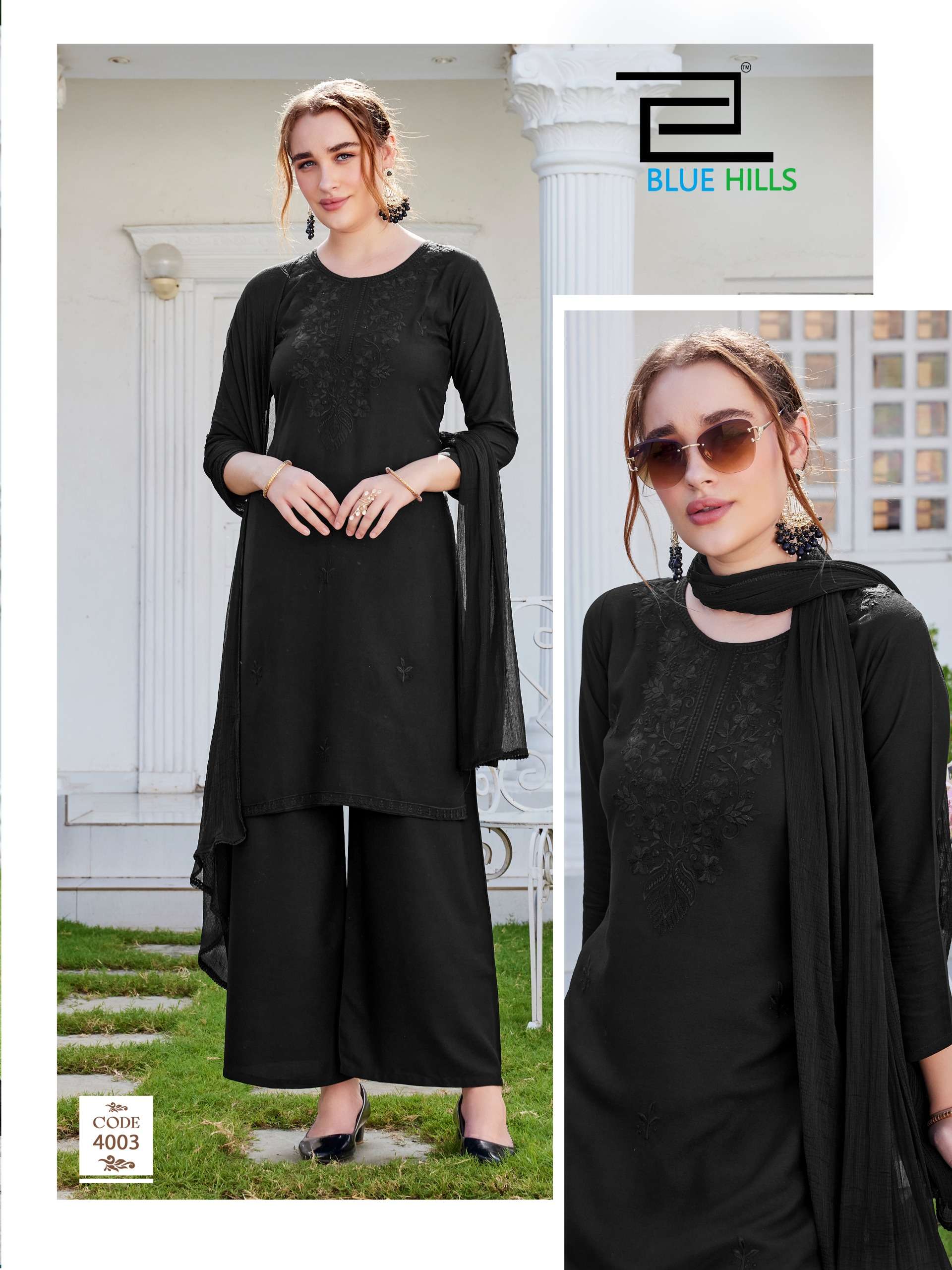 BLUE HILLS HAANIA RAYON FANCY EMBROIDERIES WORK LADIES 3PCS SET COLLECTION 